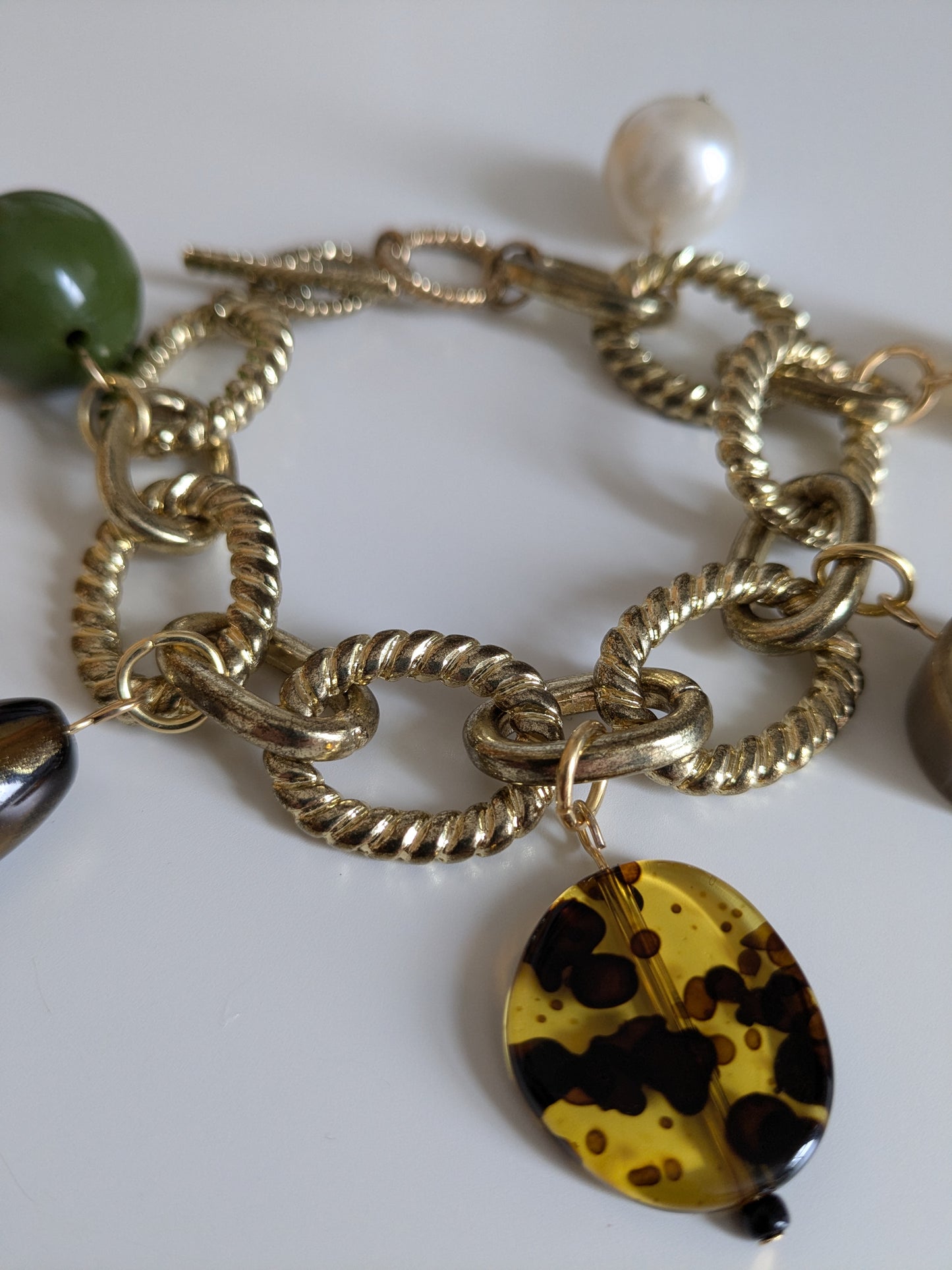 Chunky Earth Tone Charm Bracelet