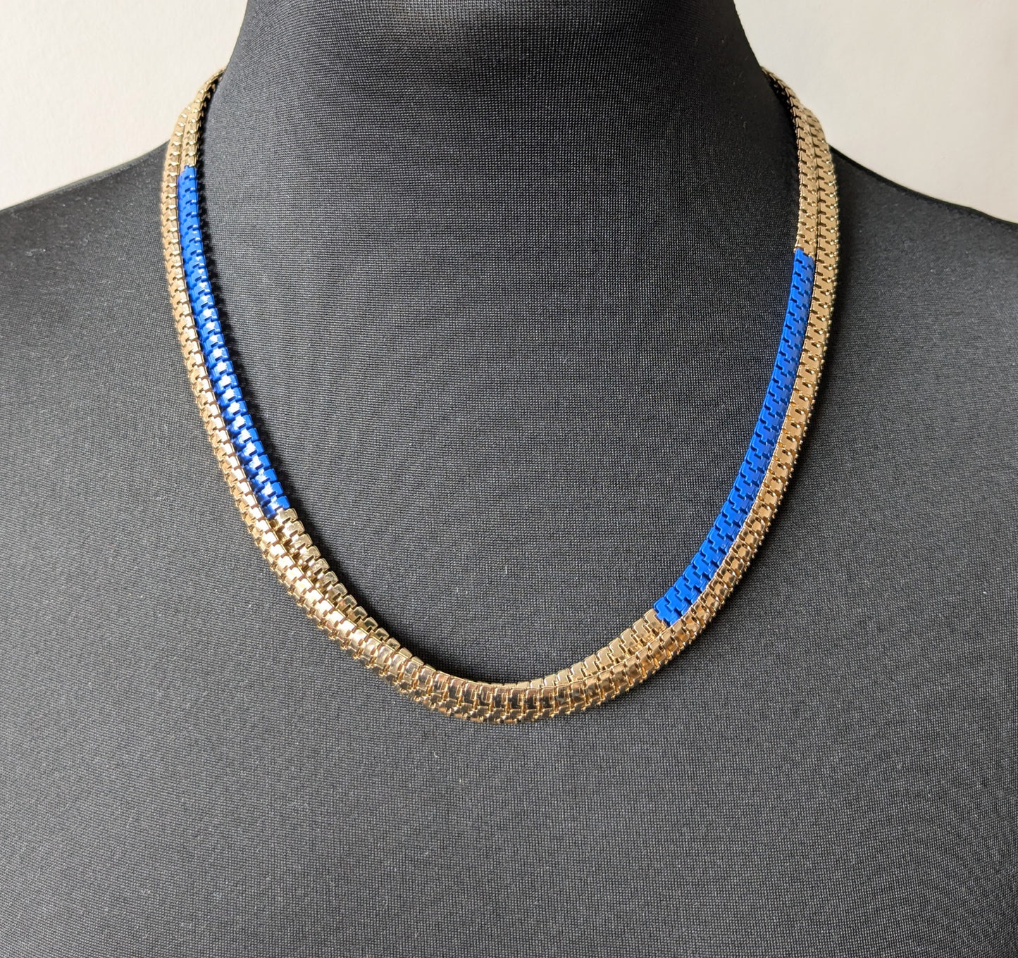 Blue Stripe Multi-Row Snake Necklace