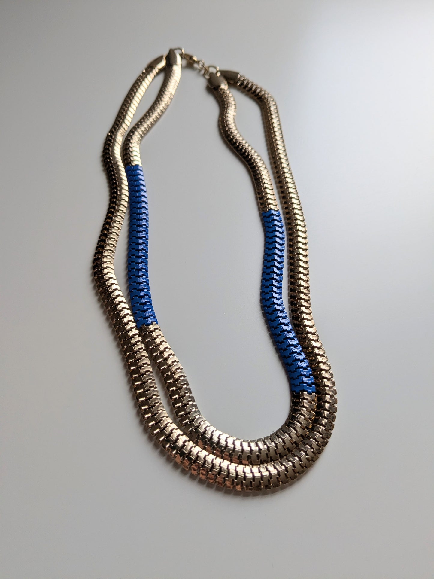 Blue Stripe Multi-Row Snake Necklace