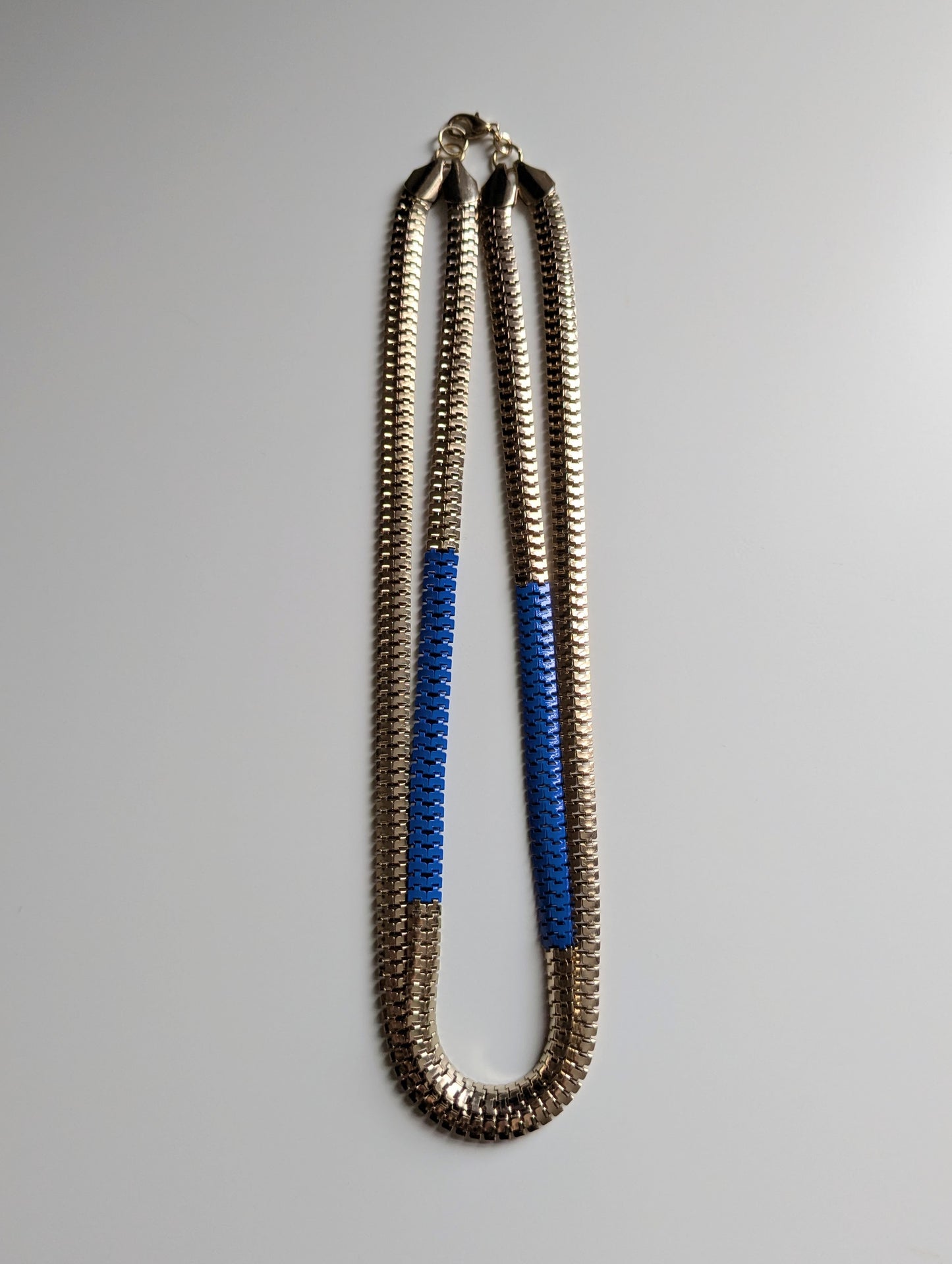 Blue Stripe Multi-Row Snake Necklace