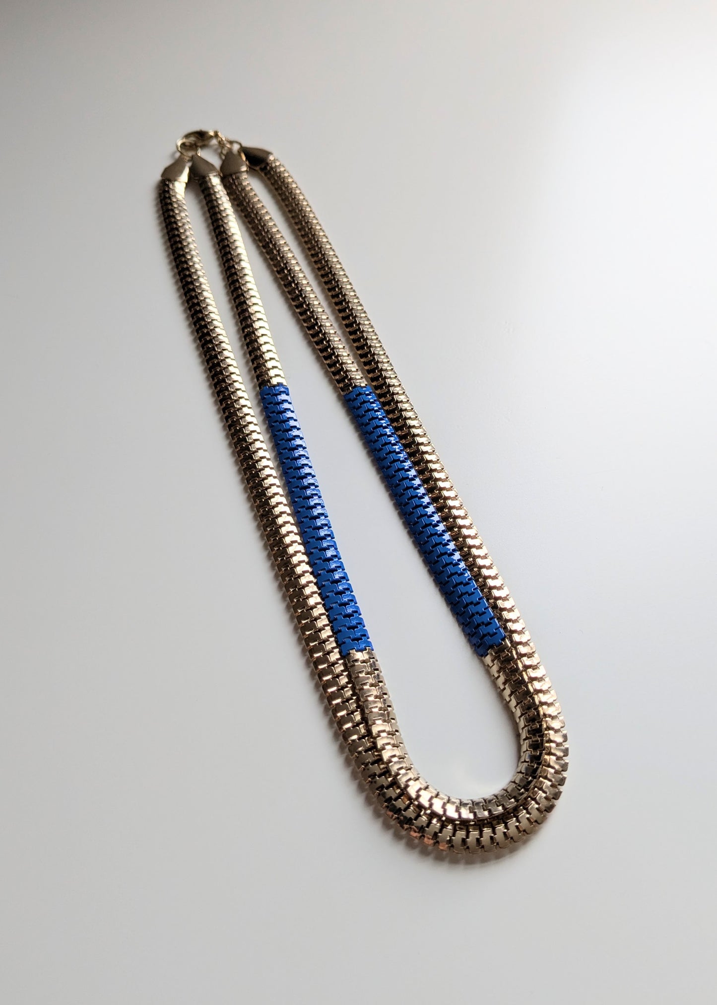 Blue Stripe Multi-Row Snake Necklace