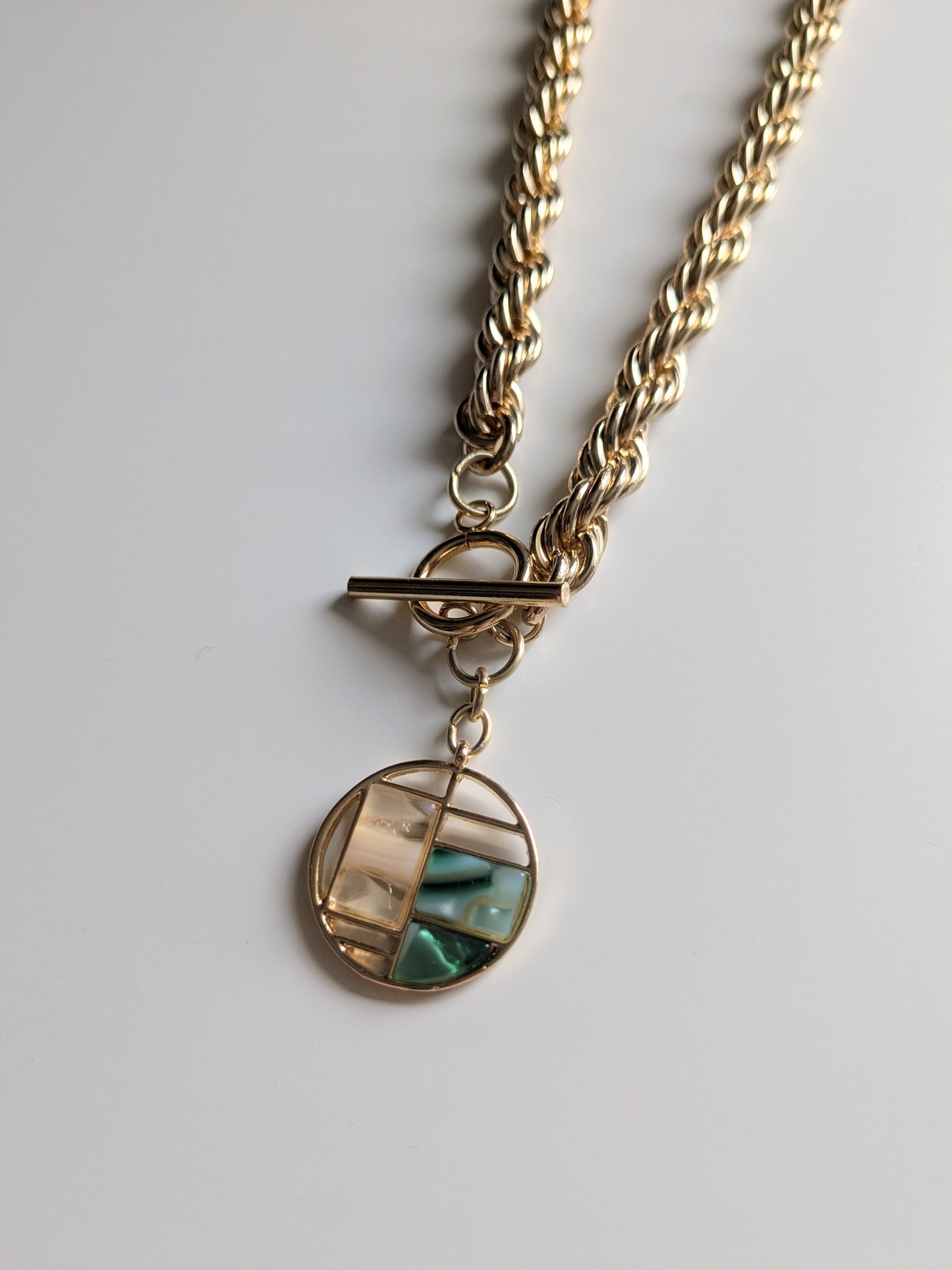 Abstract Disc Charm Necklace