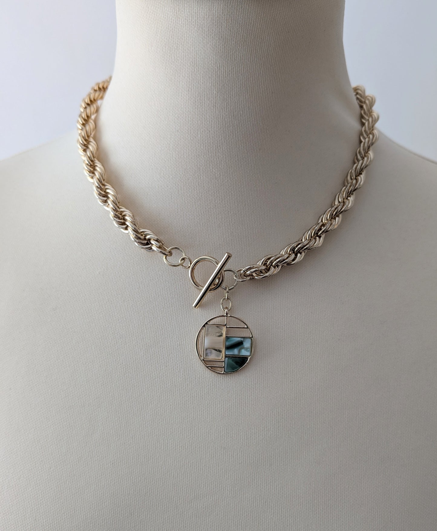 Abstract Disc Charm Necklace