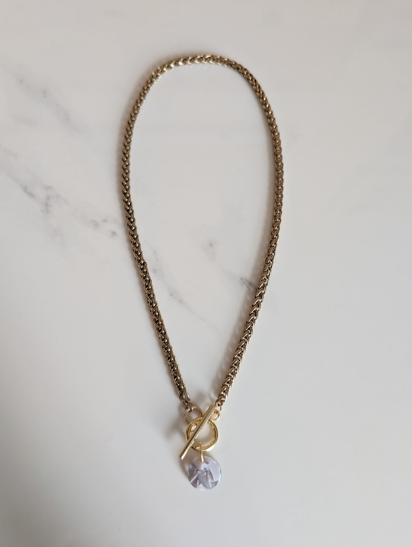 Marble Disc Charm Necklace