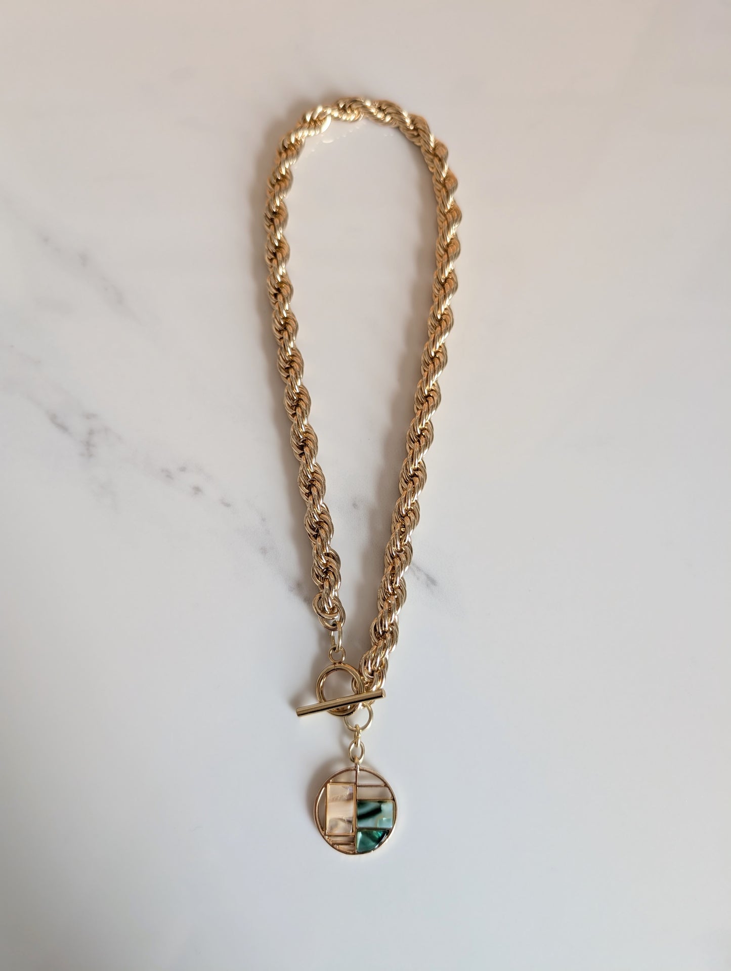 Abstract Disc Charm Necklace
