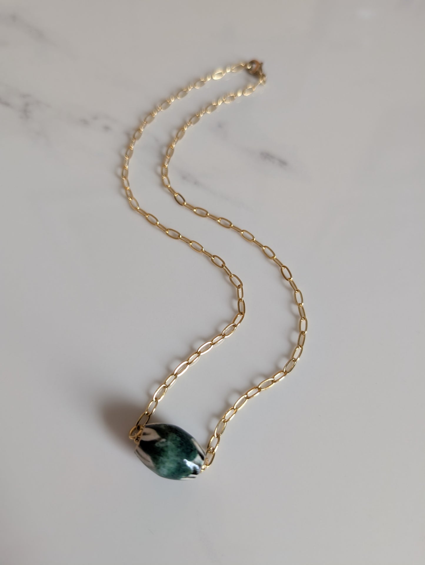 Elegant Green Ceramic Bead Necklace