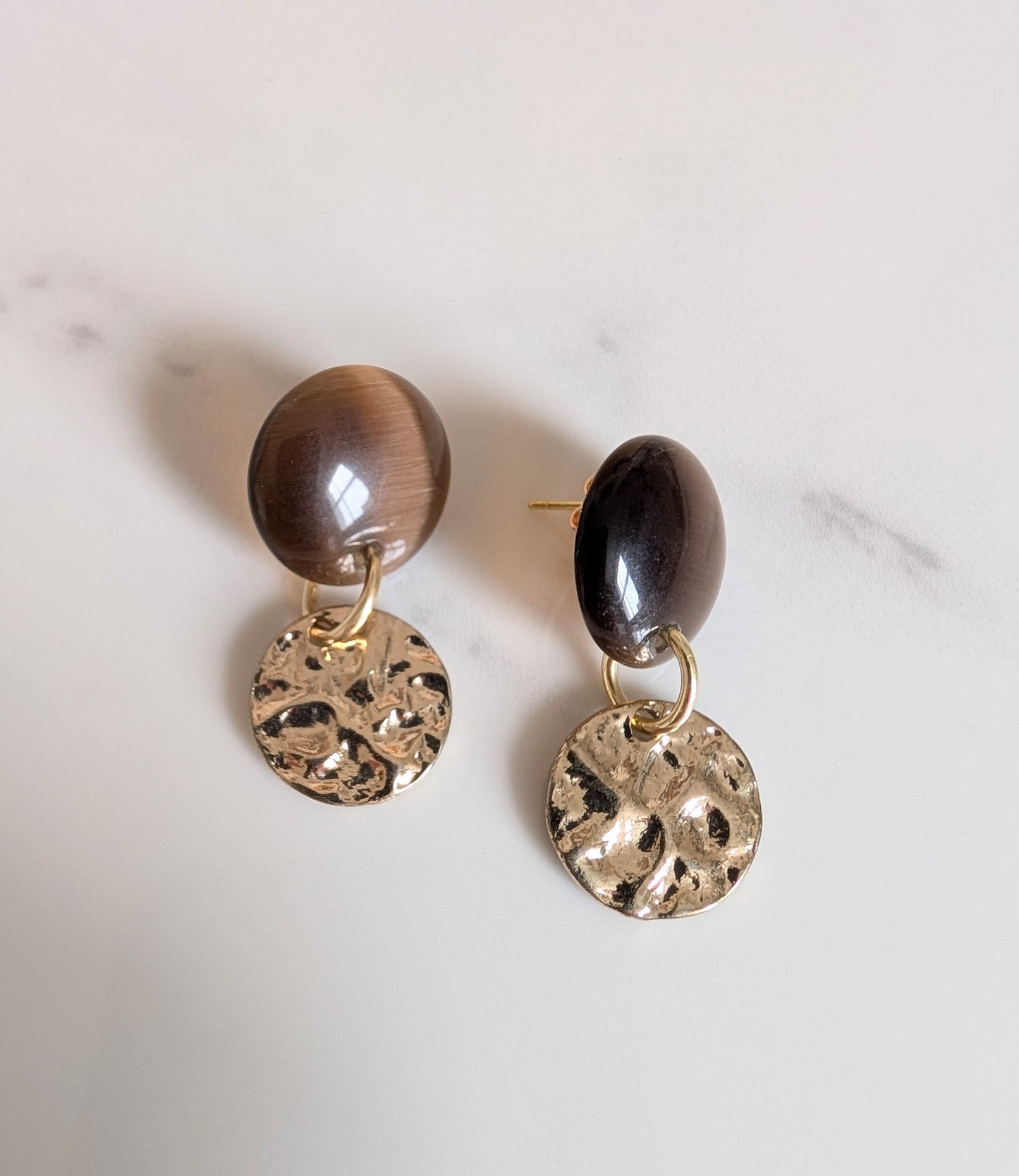 Hammered Brass Disc Earrings