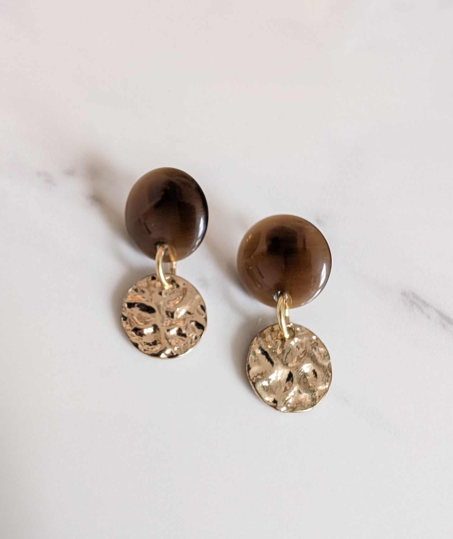 Hammered Brass Disc Earrings