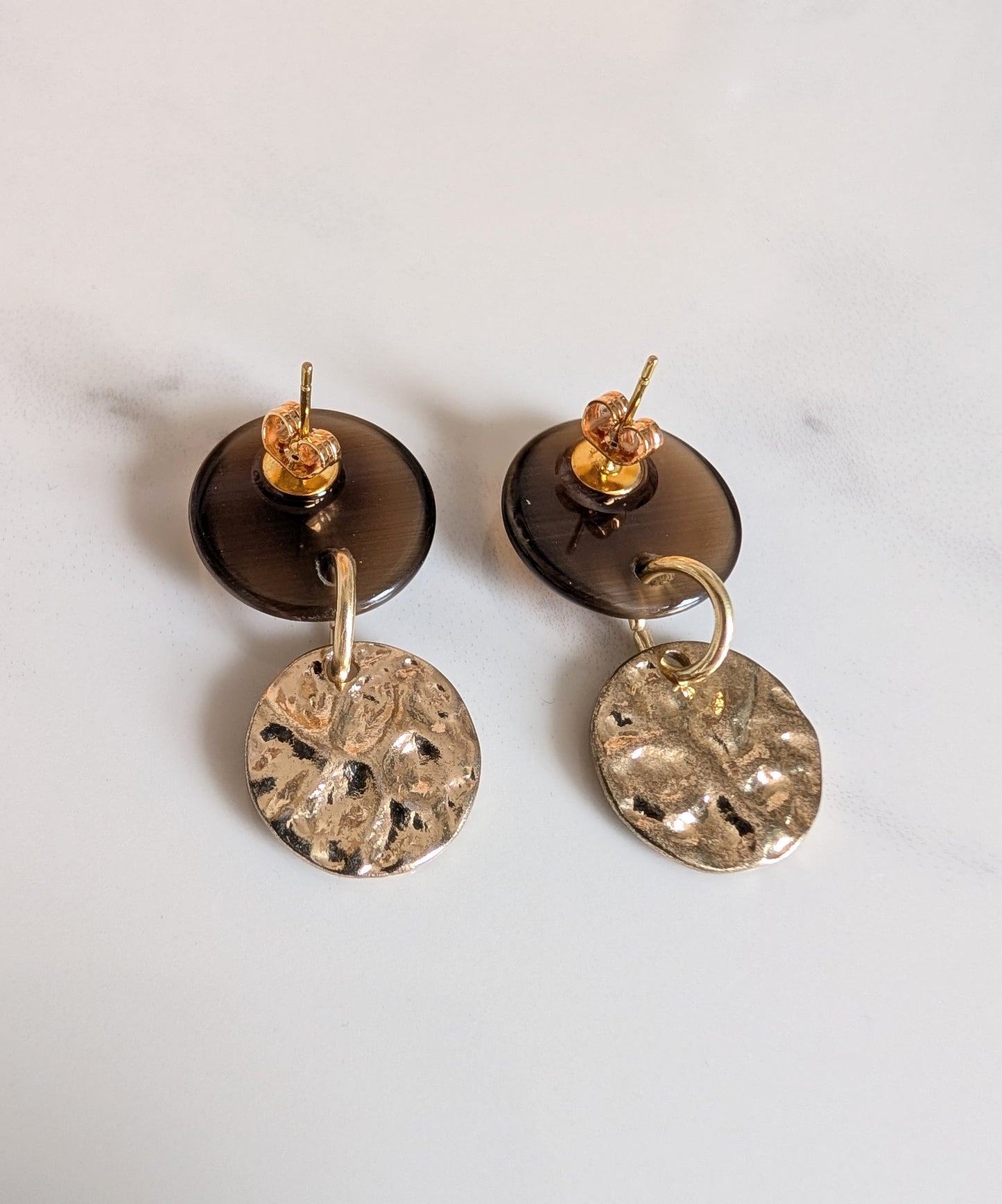 Hammered Brass Disc Earrings