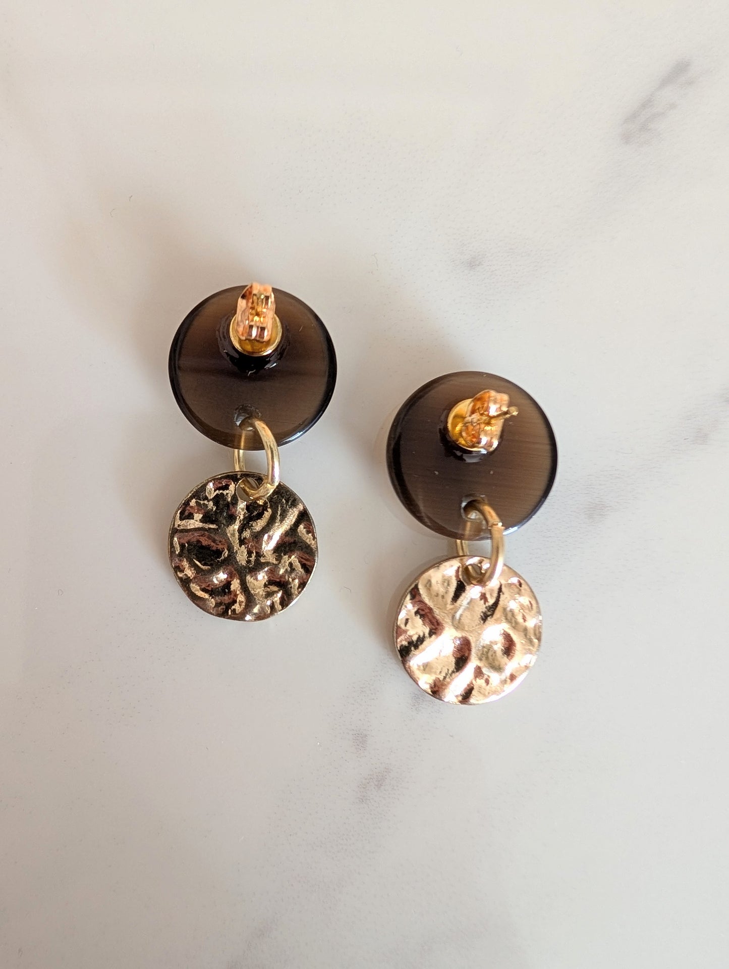 Hammered Brass Disc Earrings