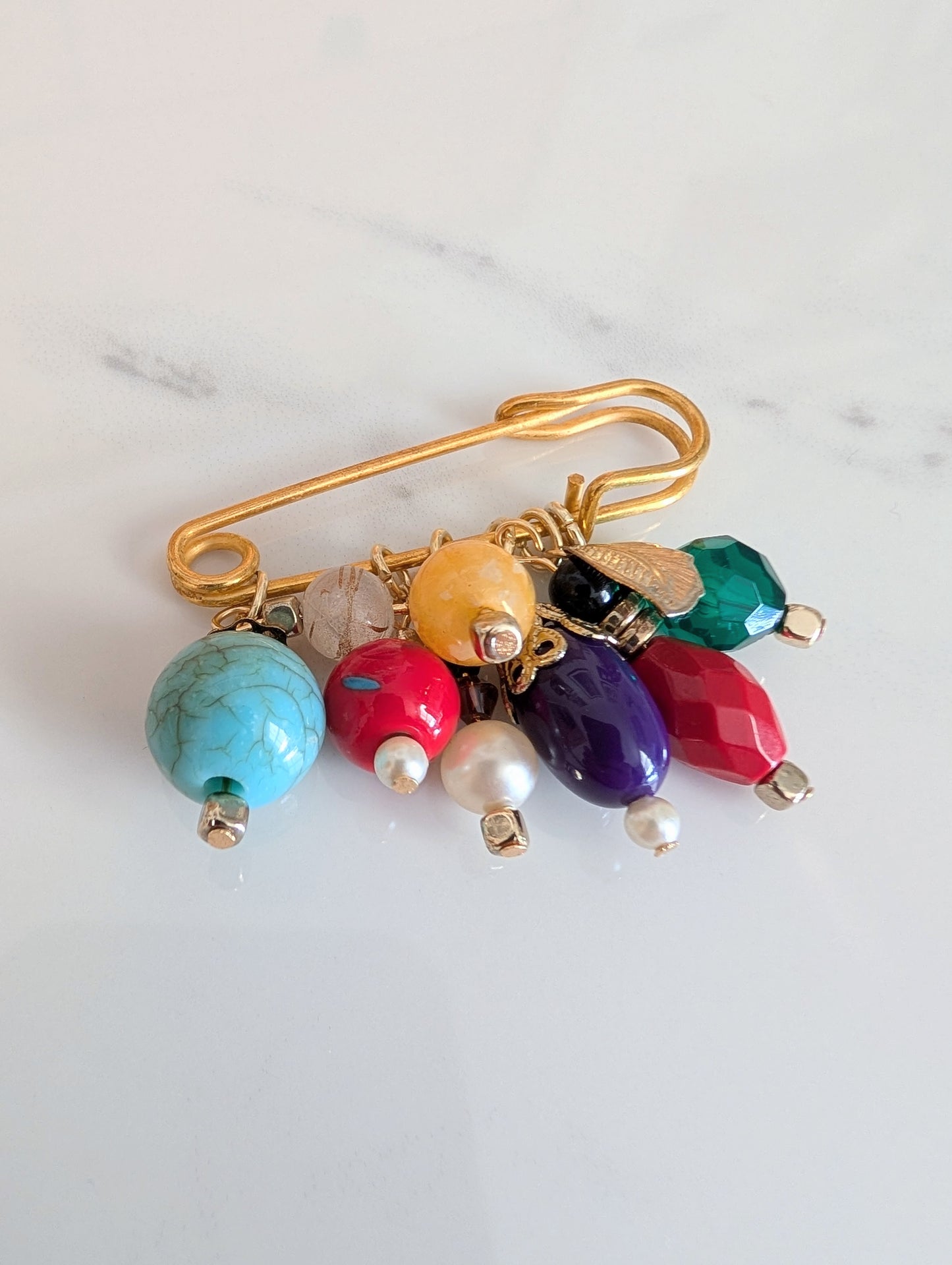 Jewel Tone Cluster Pin Brooch