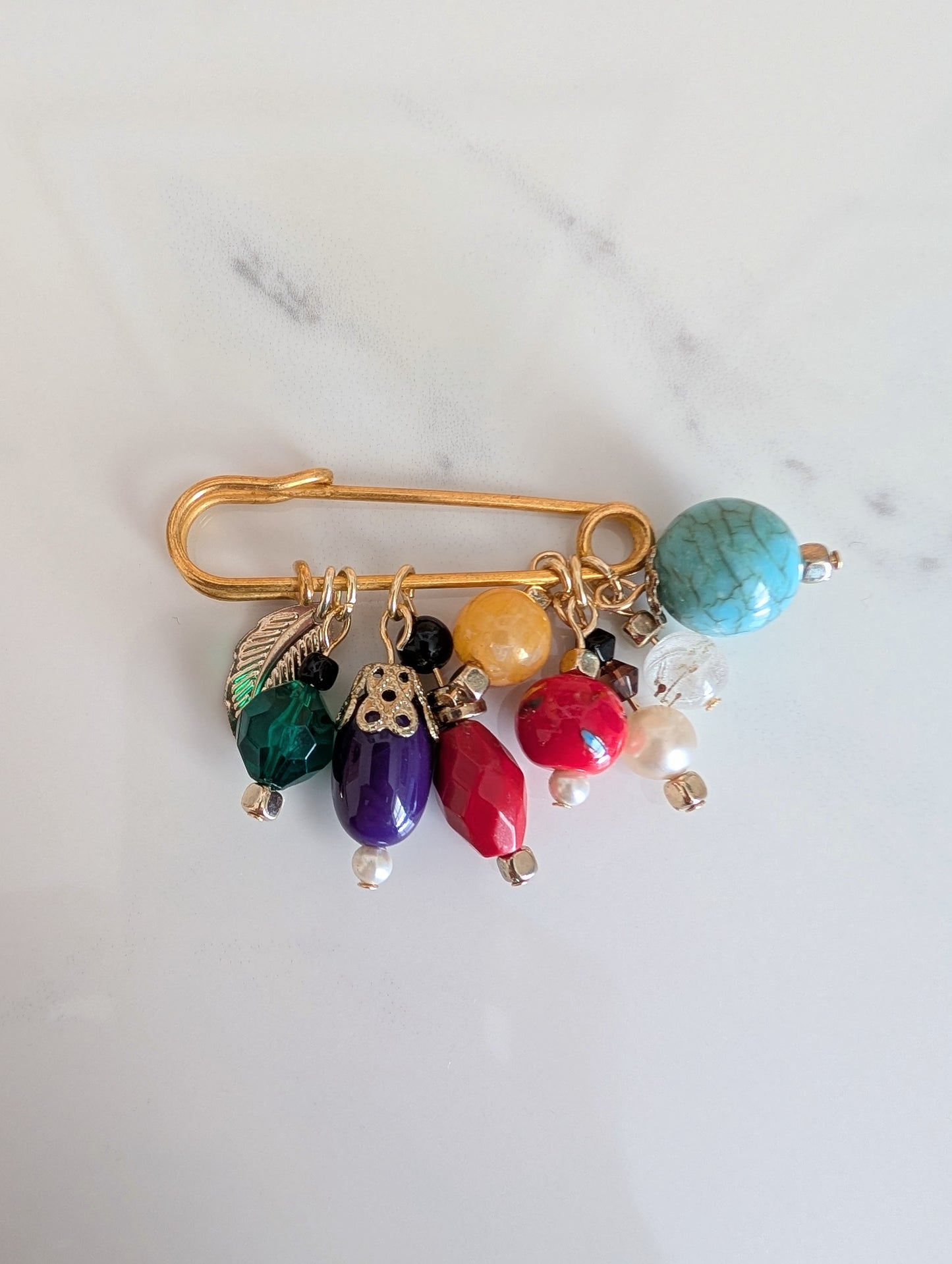Jewel Tone Cluster Pin Brooch