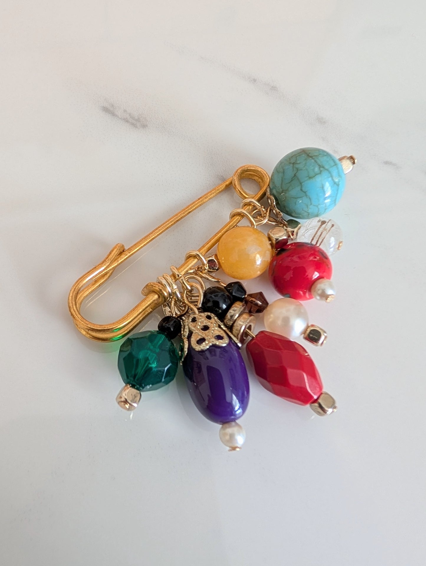 Jewel Tone Cluster Pin Brooch