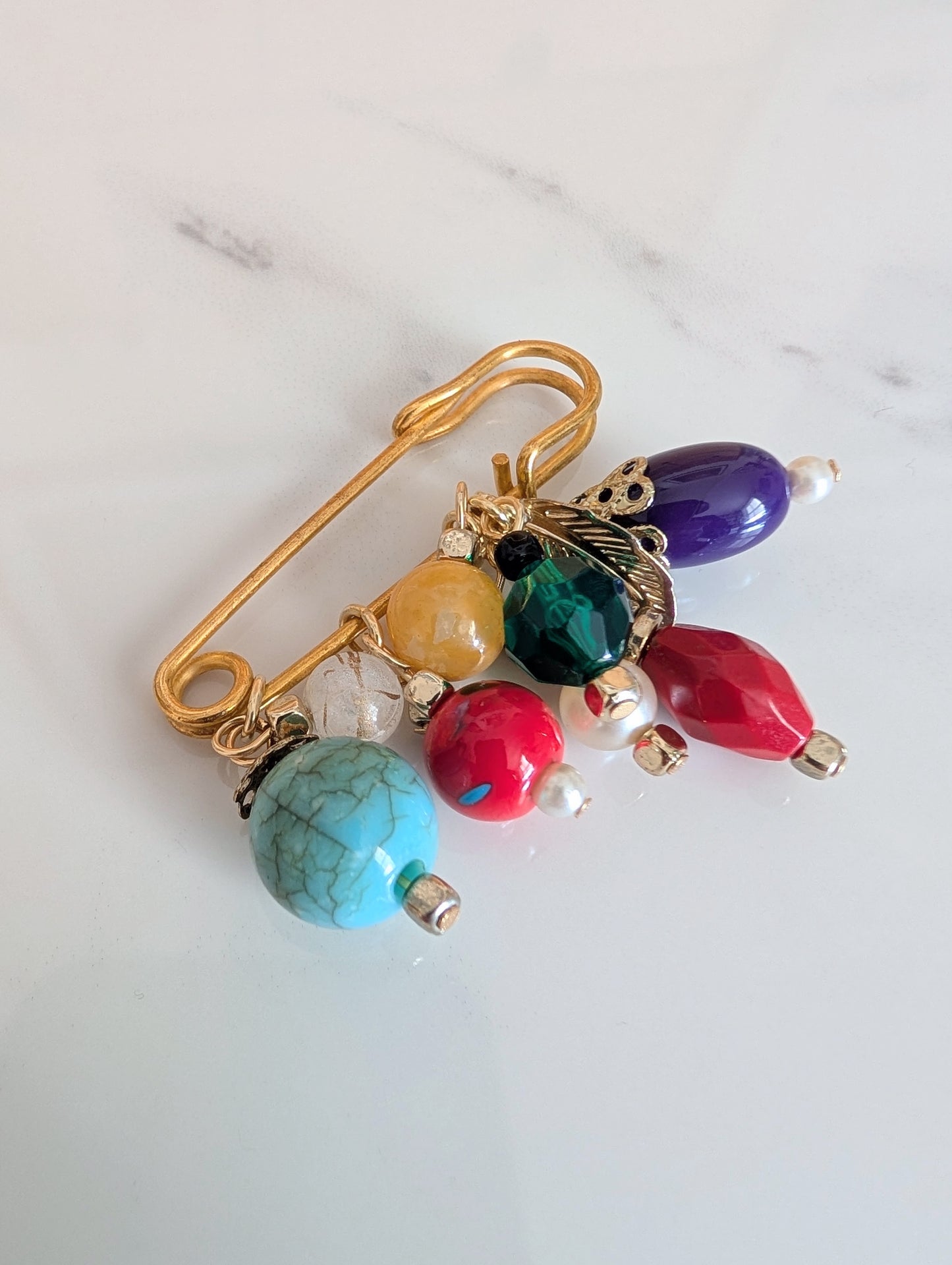 Jewel Tone Cluster Pin Brooch
