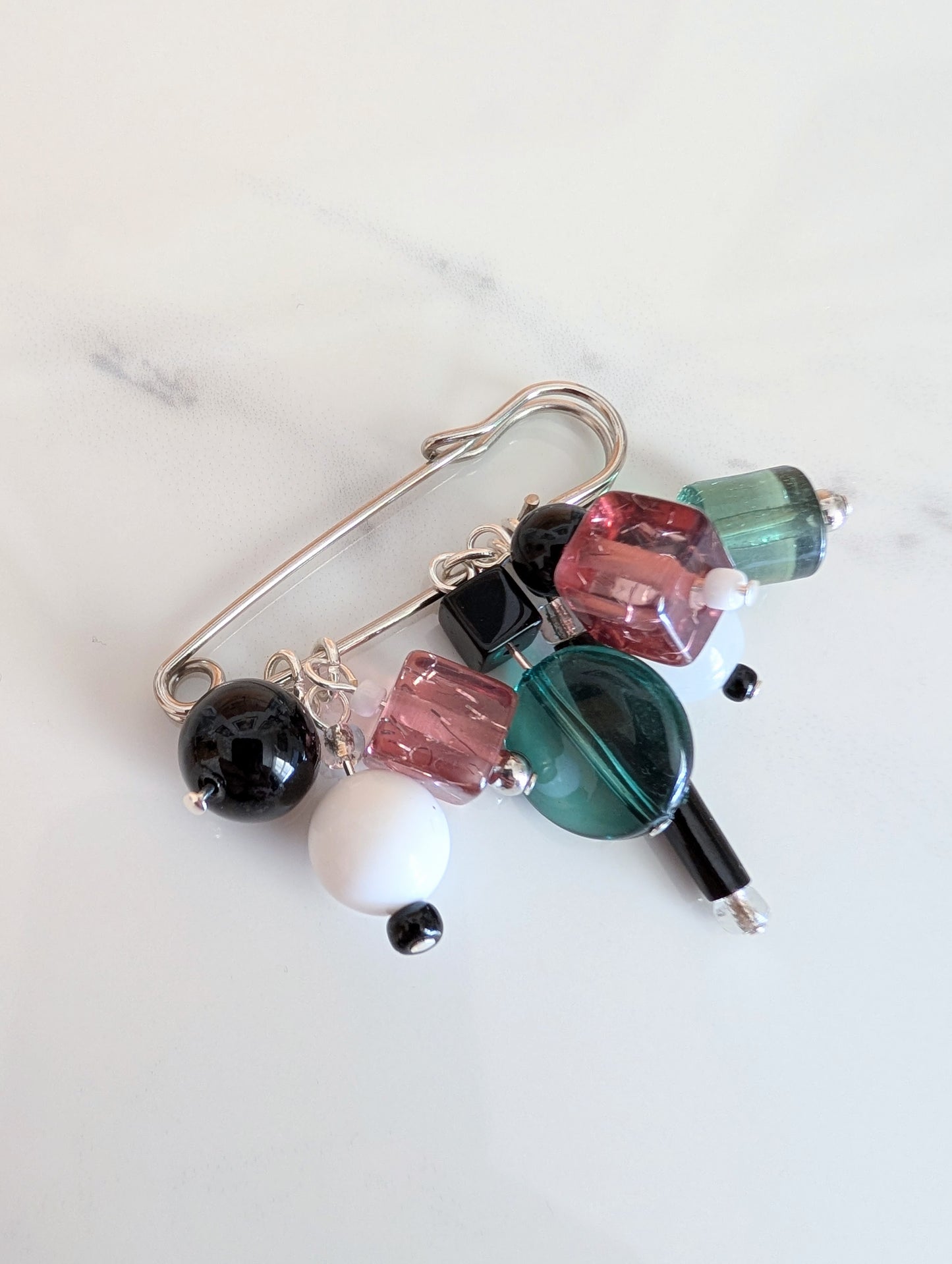 Cube and Sphere Cluster Pin Brooch