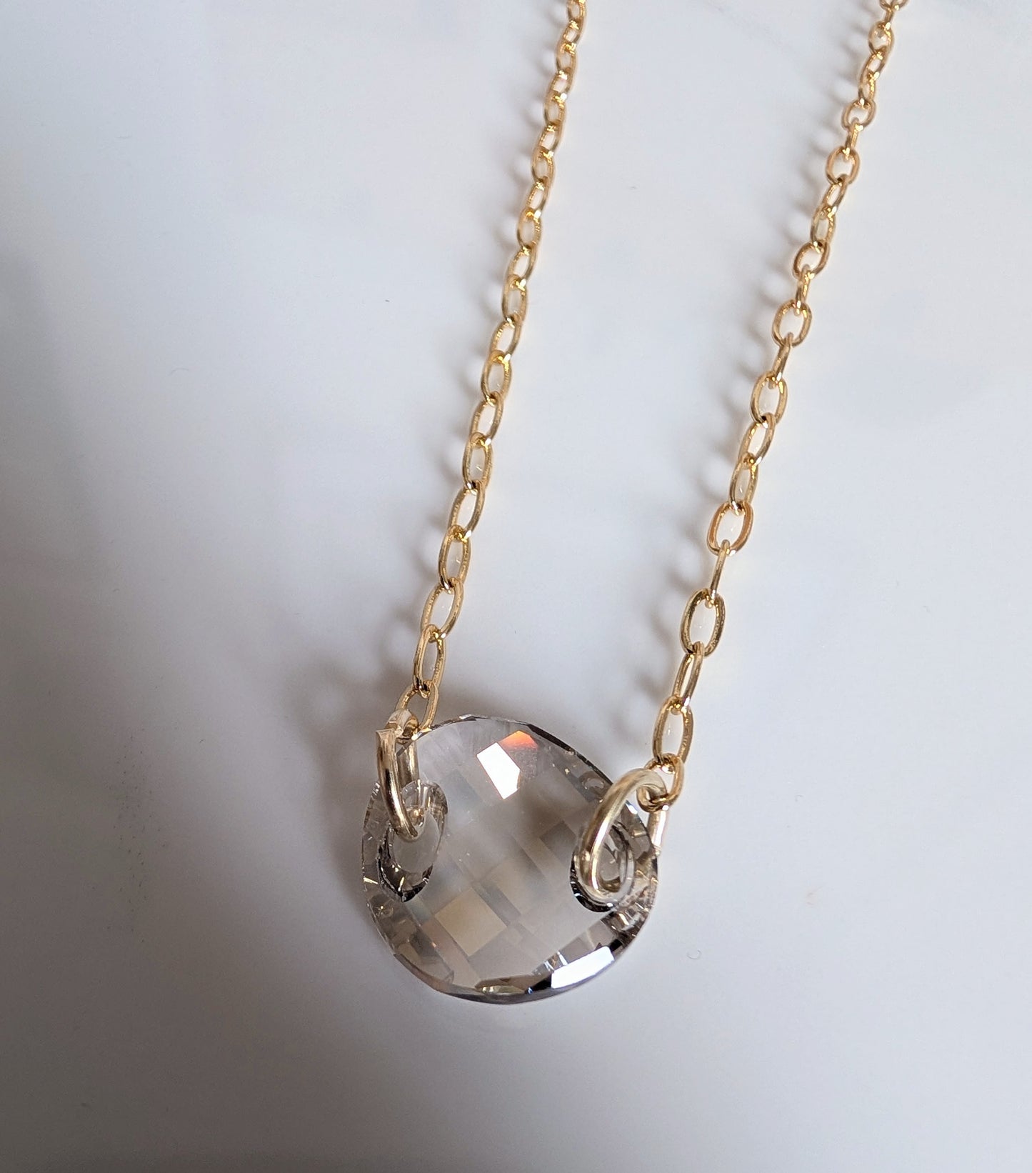 Crystal Glass Disc Necklace