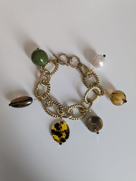 Chunky Charm Earth Tone Bracelet