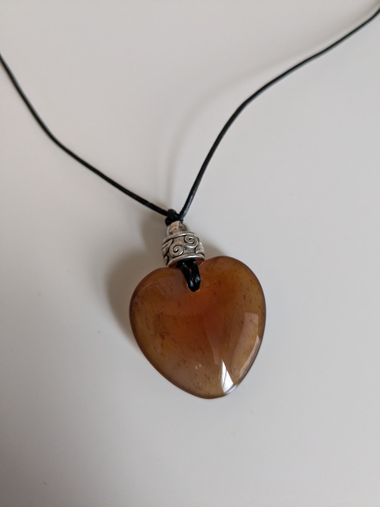 Glass Heart Cord Necklace