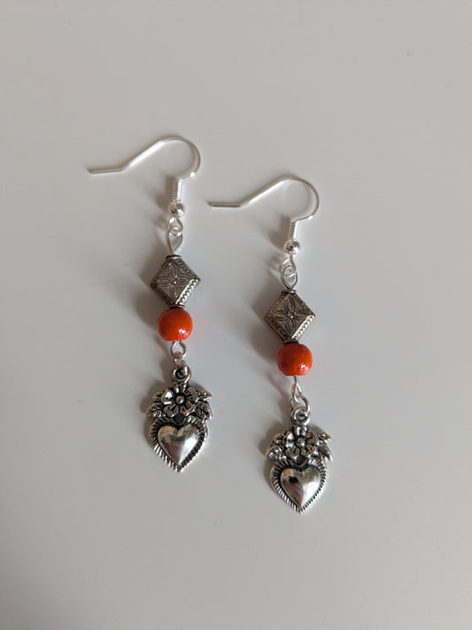 Heart Charm Dangle Earrings