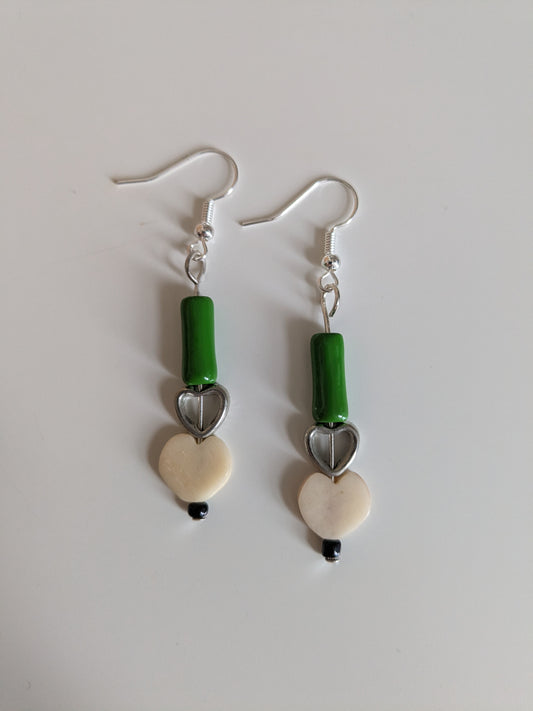 Double Heart Dangle Earrings