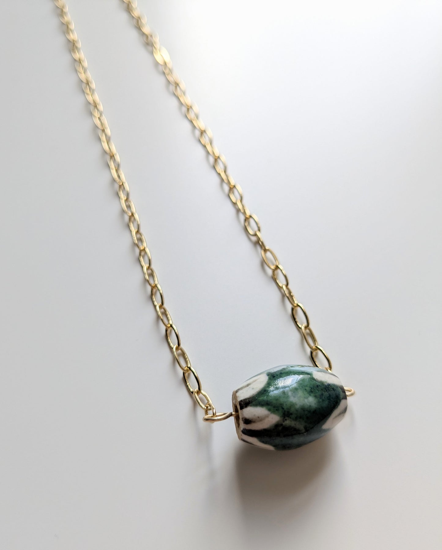 Elegant Green Ceramic Bead Necklace