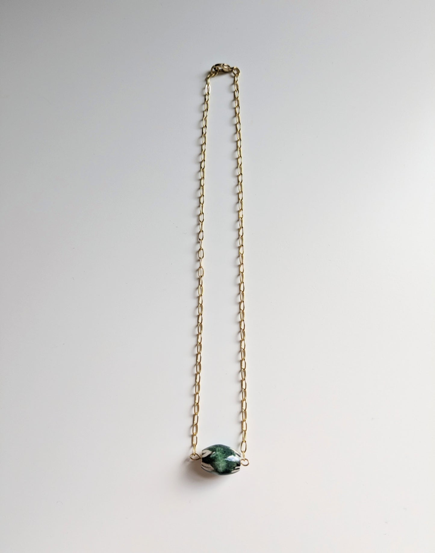 Elegant Green Ceramic Bead Necklace