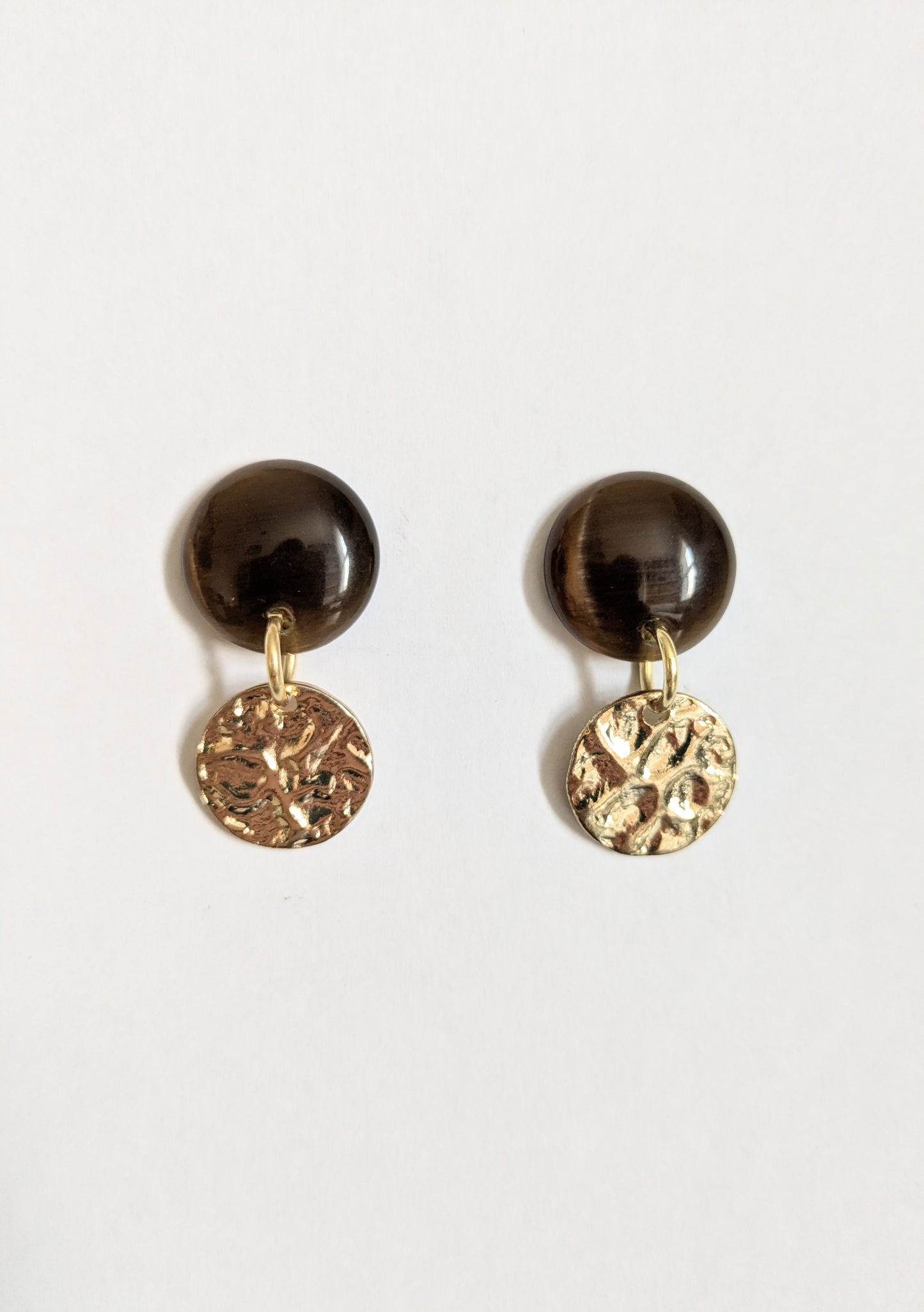 Hammered Brass Disc Earrings