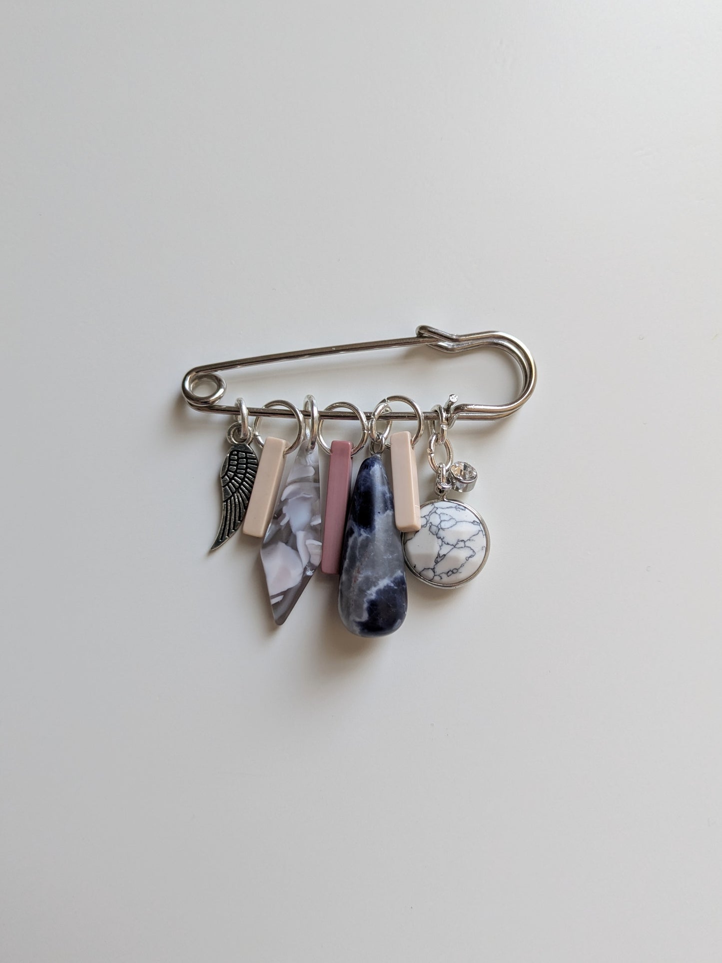 Multi-Charm Marble Pin Brooch