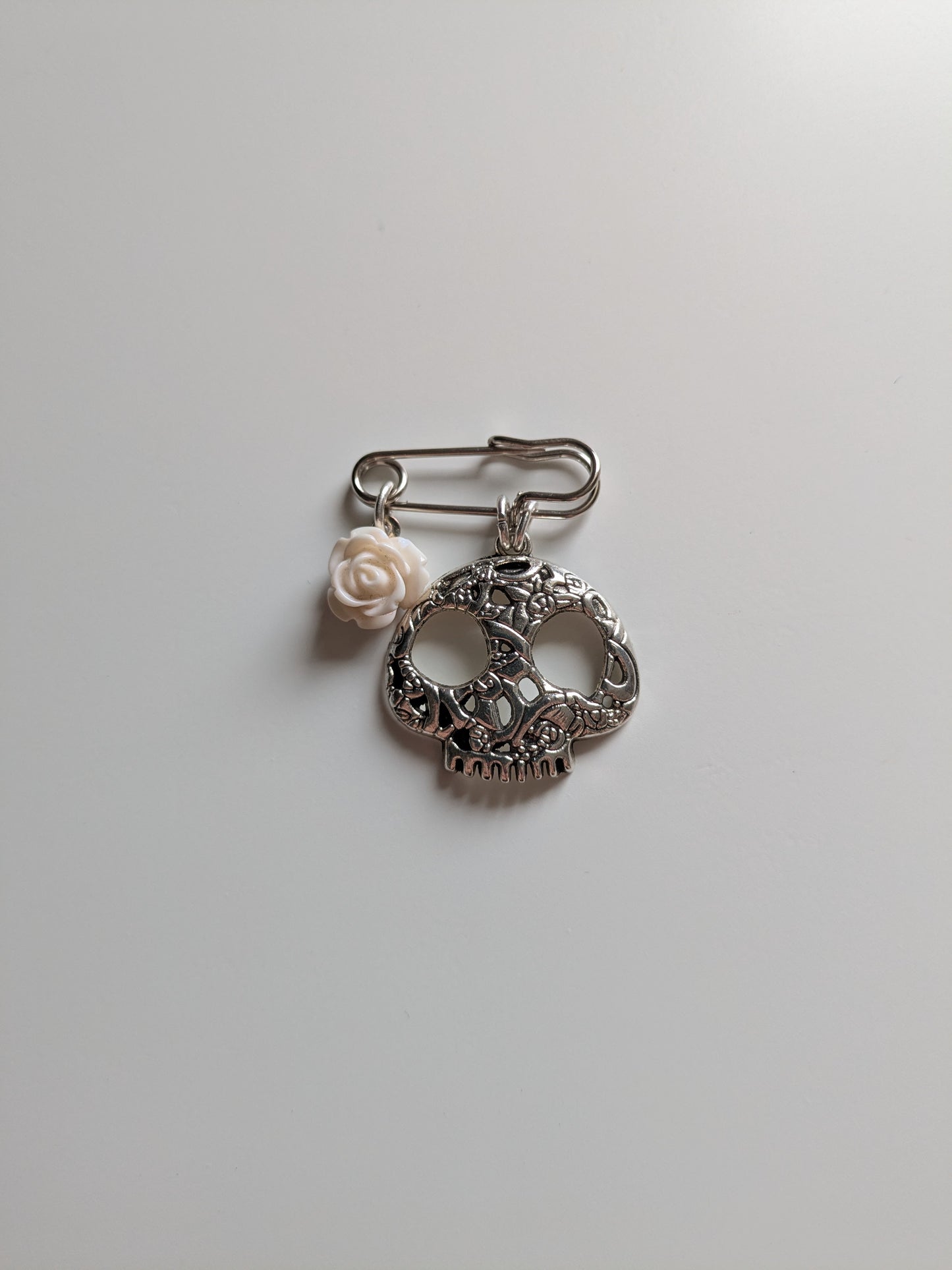 Floral Skull Pin Brooch