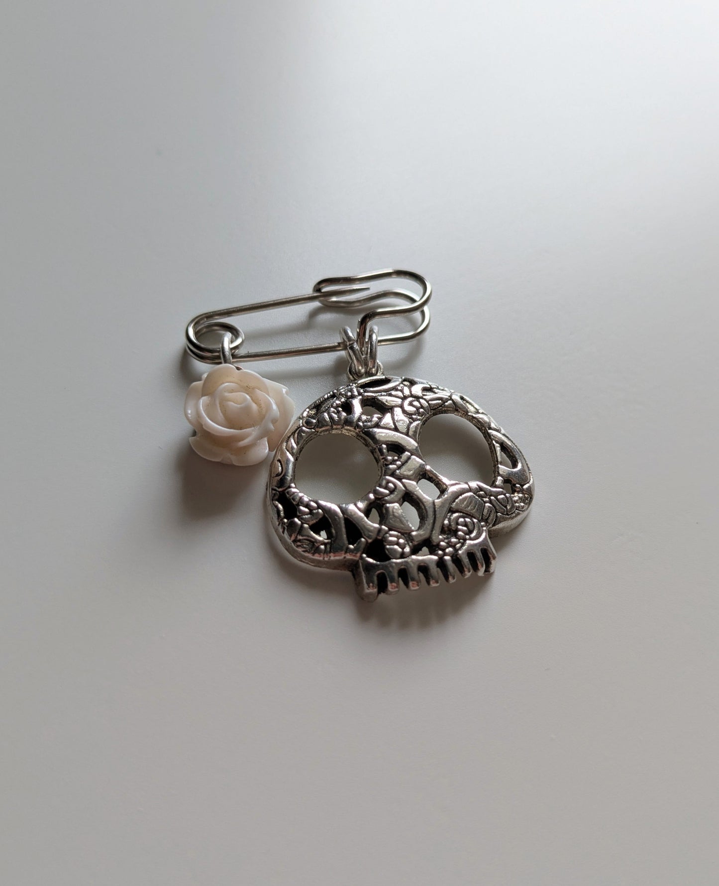 Floral Skull Pin Brooch
