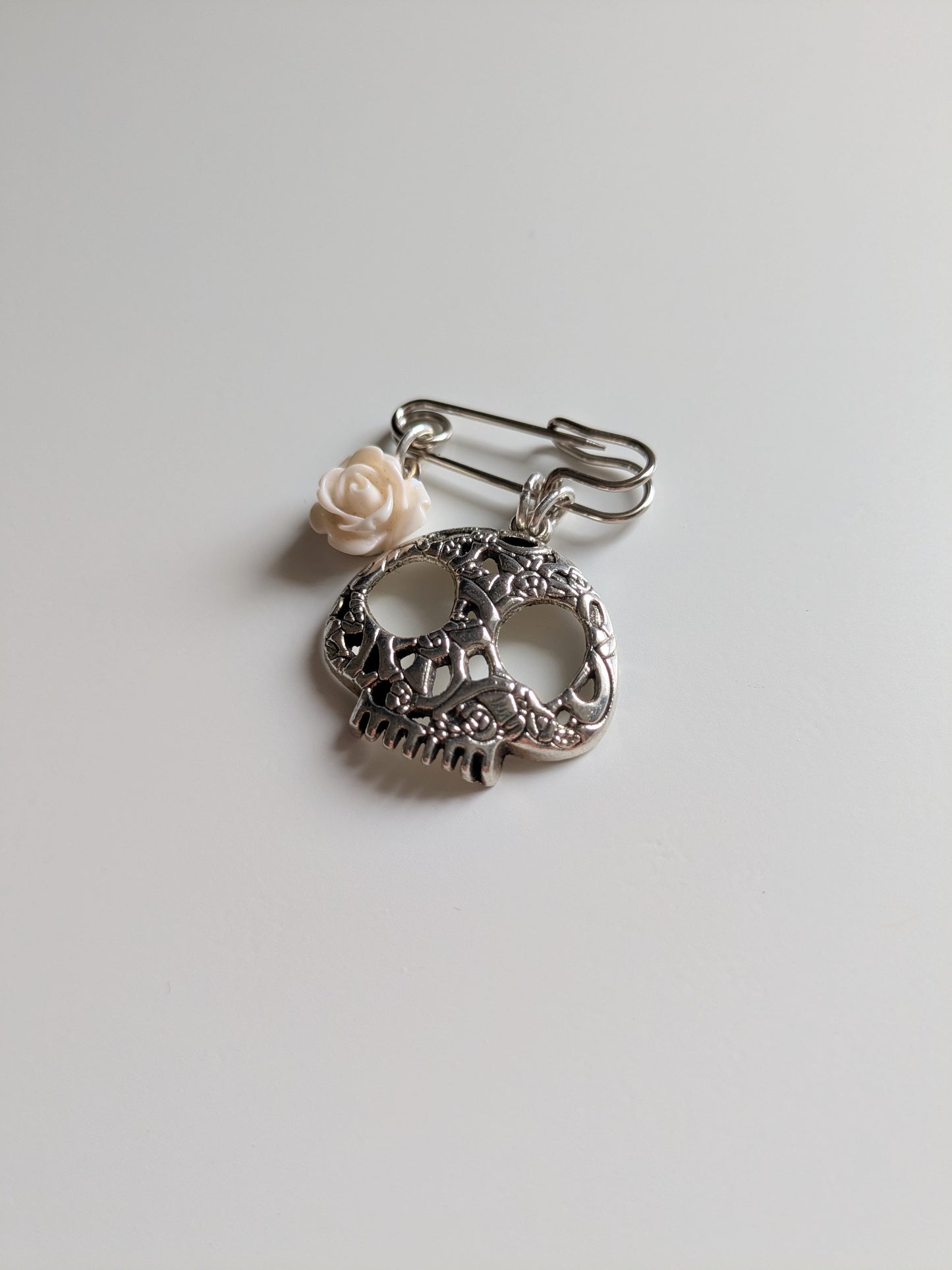 Floral Skull Pin Brooch