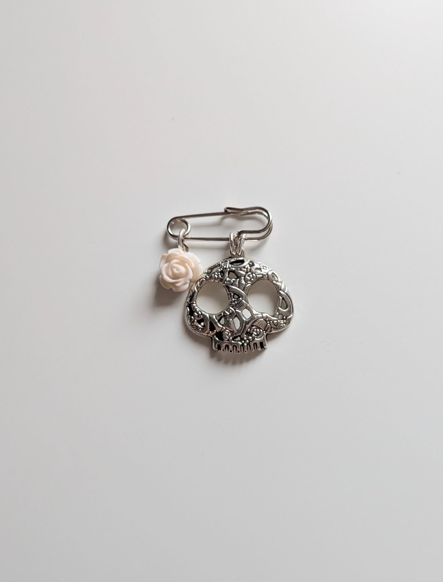 Floral Skull Pin Brooch