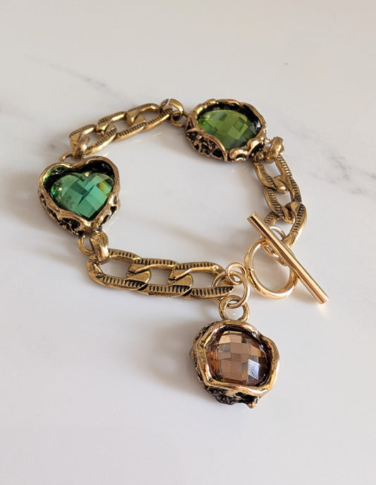 Earth Tone Jewelled Chain Bracelet