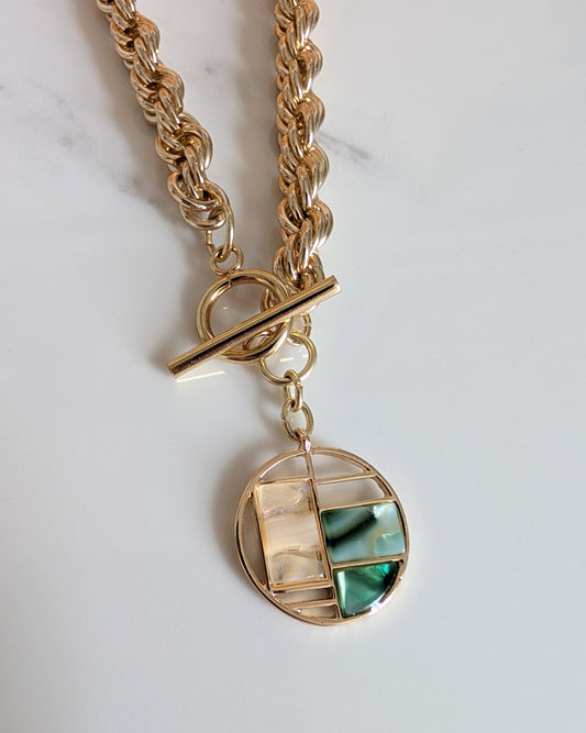 Abstract Disc Charm Necklace