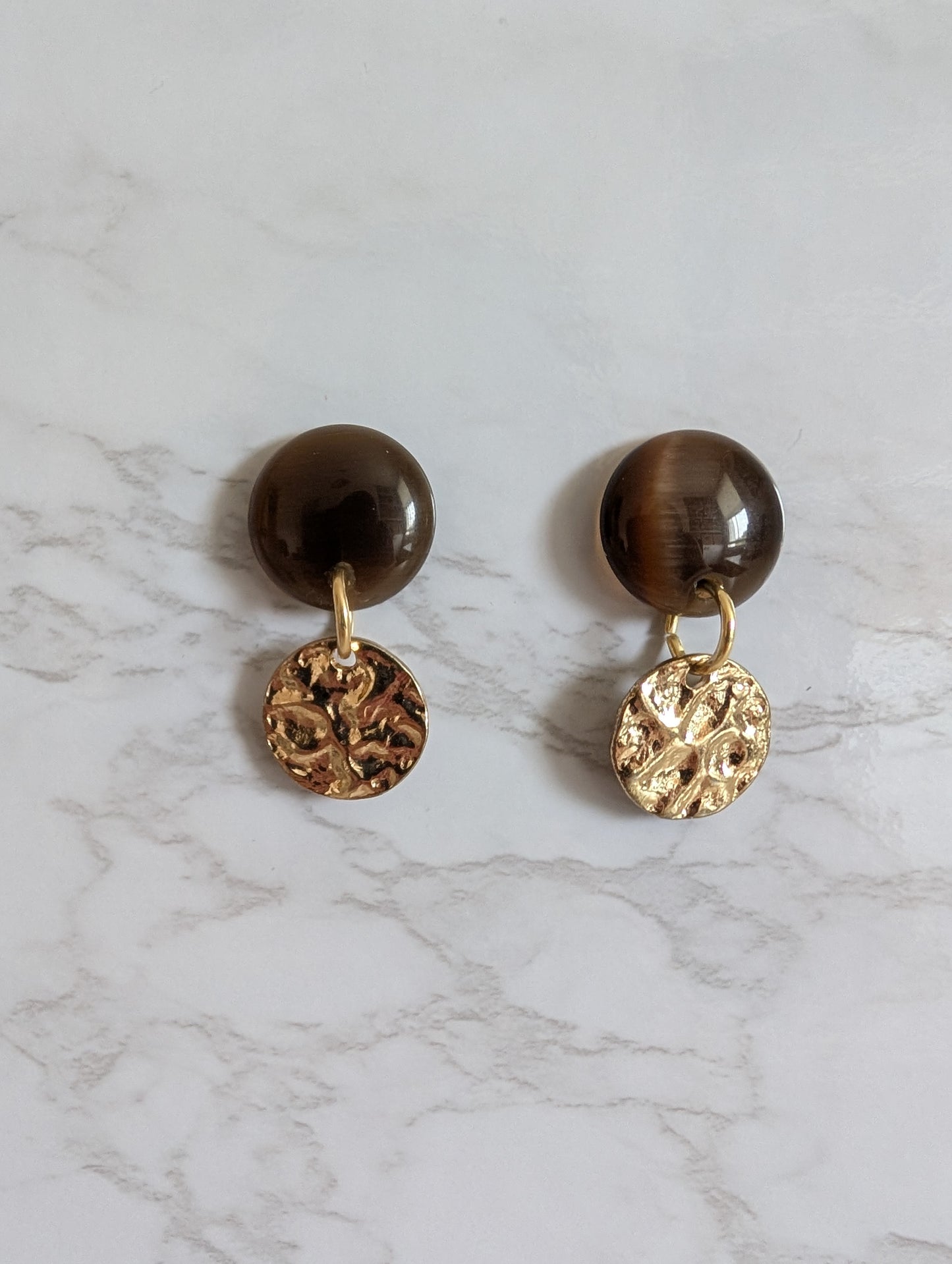 Hammered Brass Disc Earrings