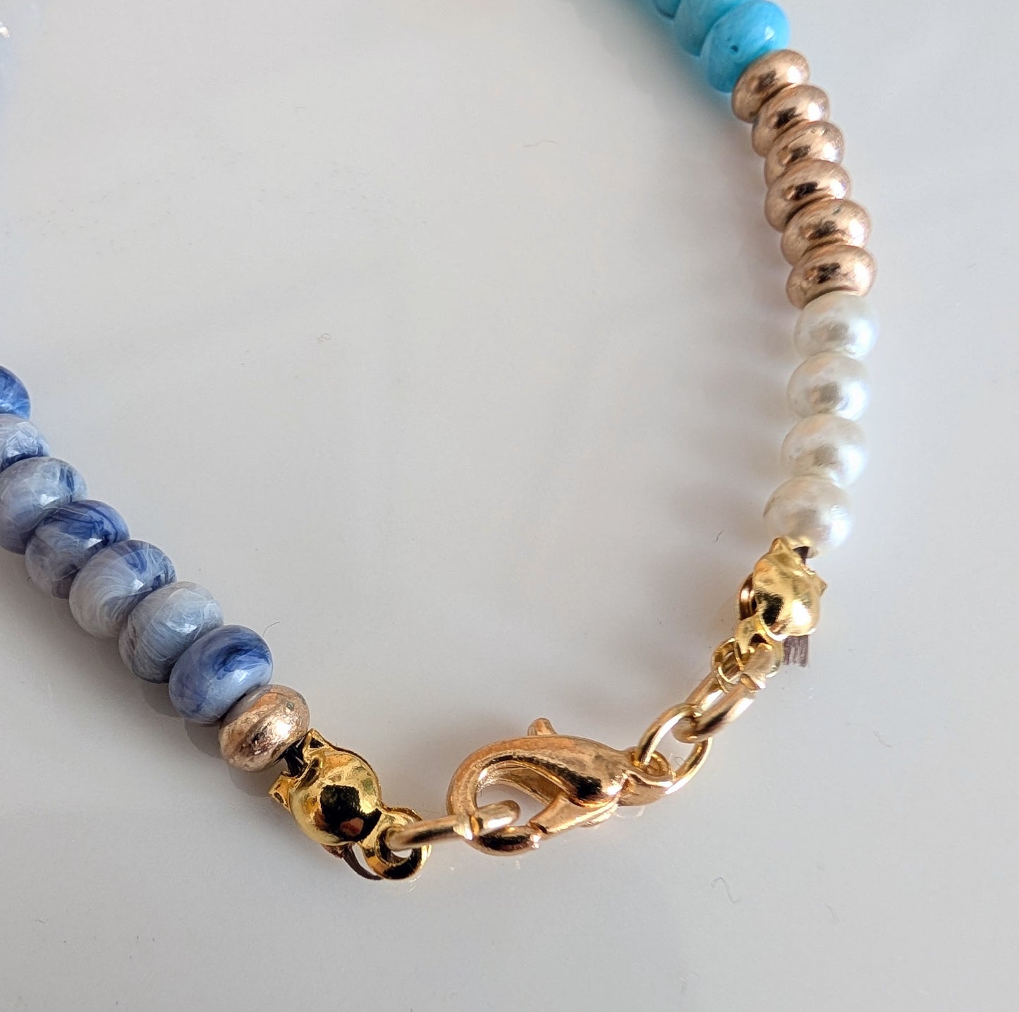 Blue Marble Beaded Bracelet