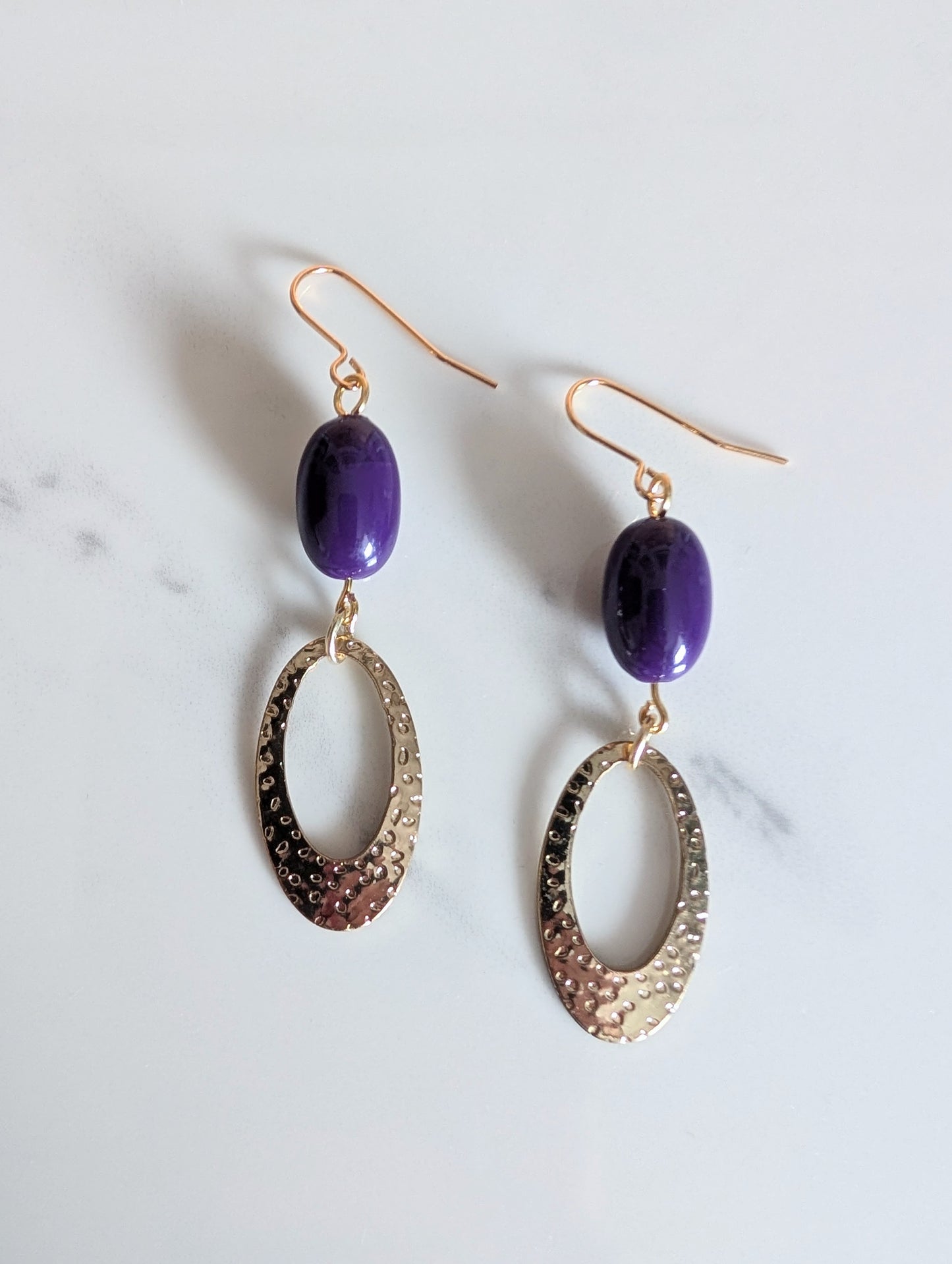 Oval Charm Dangle Earrings