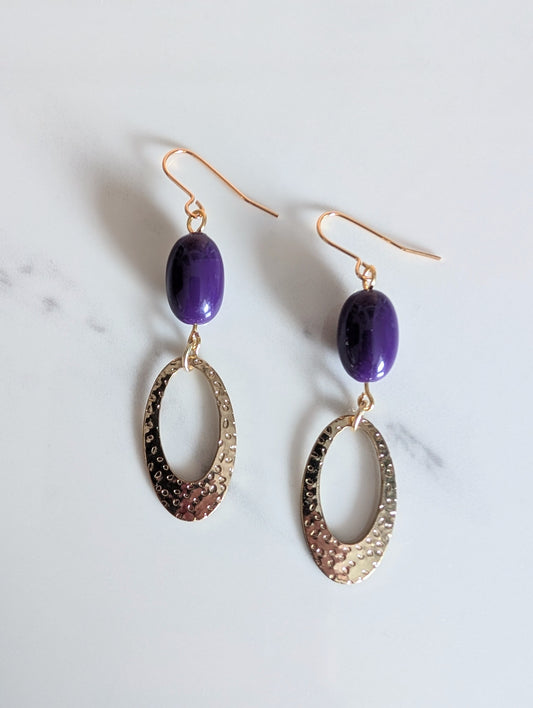 Oval Charm Dangle Earrings