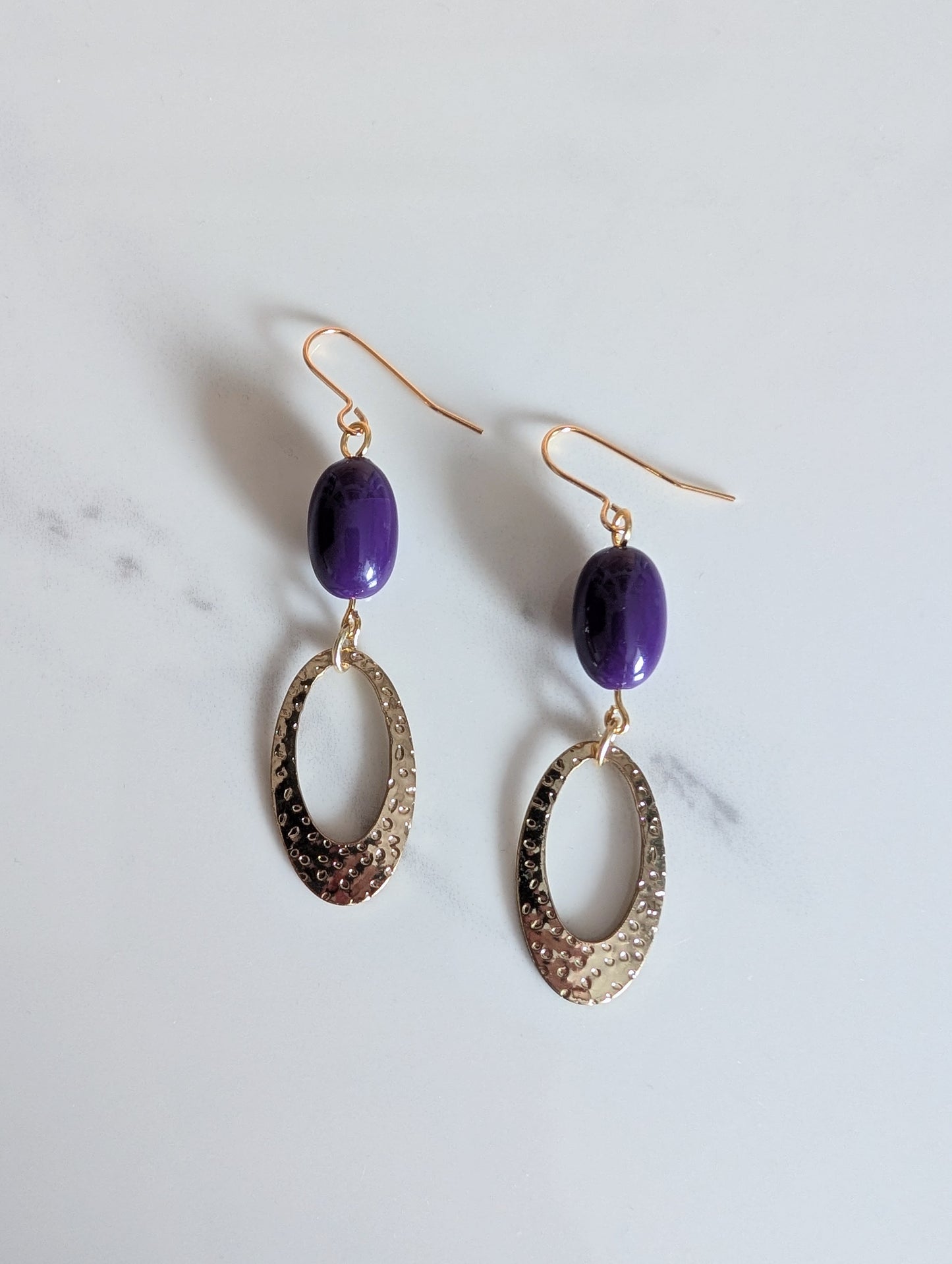 Oval Charm Dangle Earrings