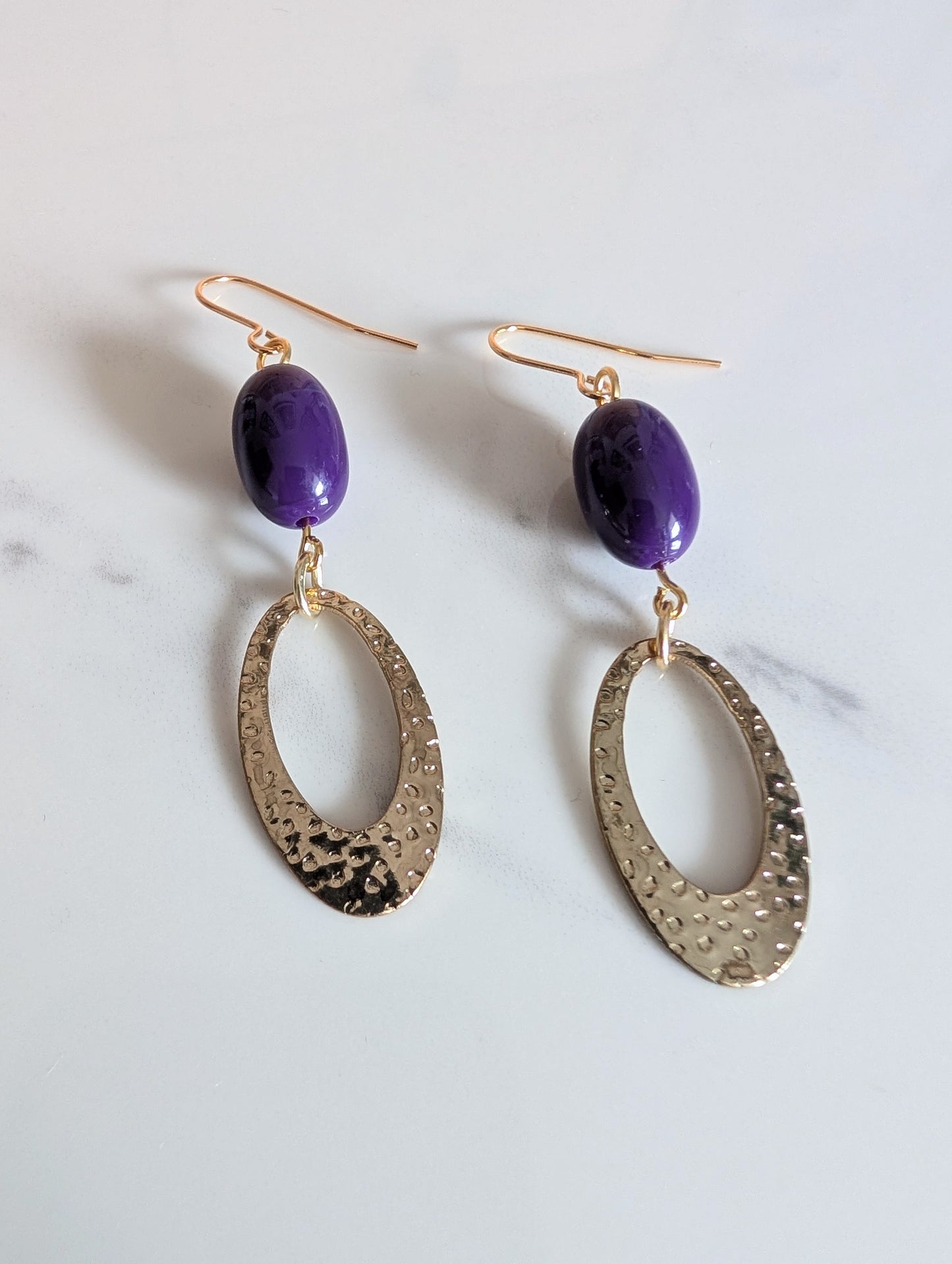 Oval Charm Dangle Earrings