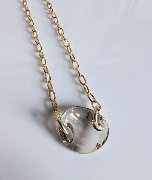 Crystal Glass Disc Necklace