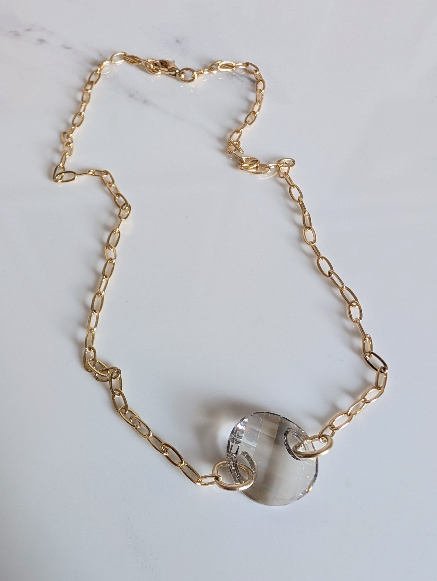 Crystal Glass Disc Necklace