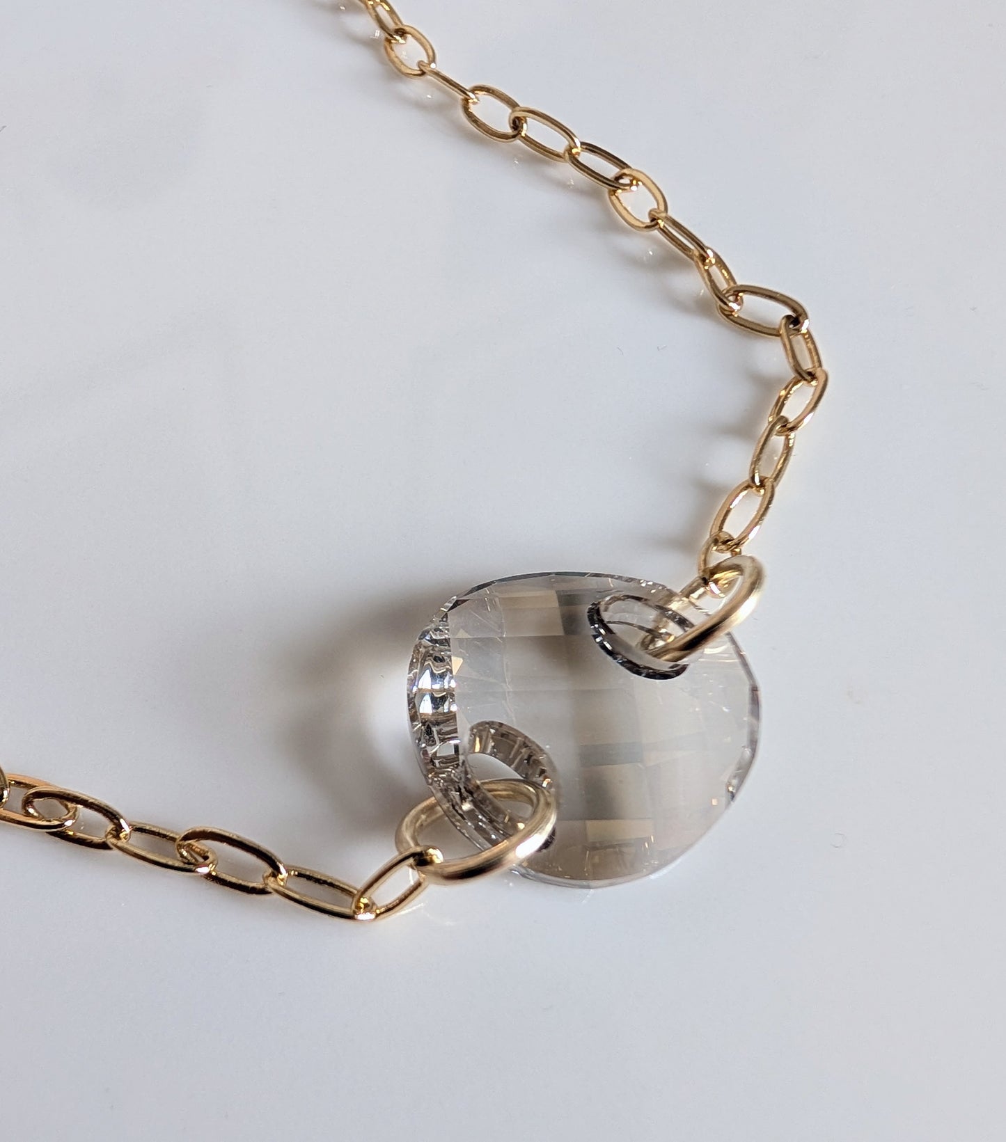 Crystal Glass Disc Necklace