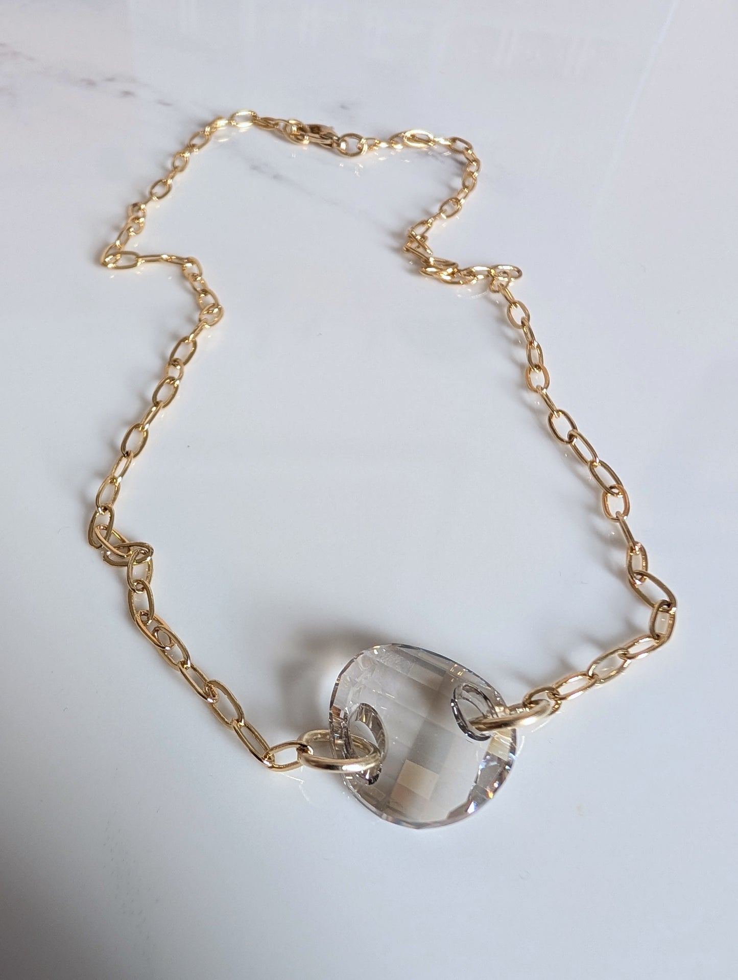 Crystal Glass Disc Necklace