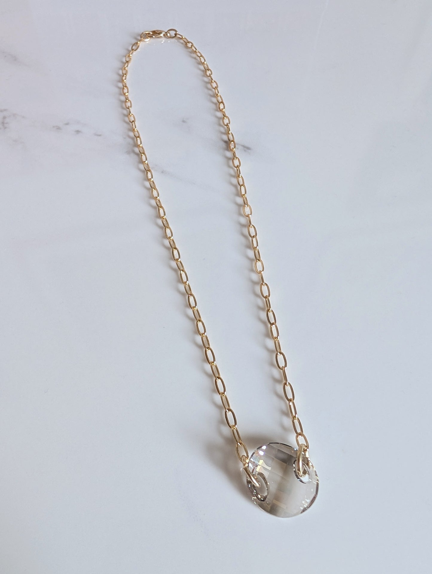 Crystal Glass Disc Necklace