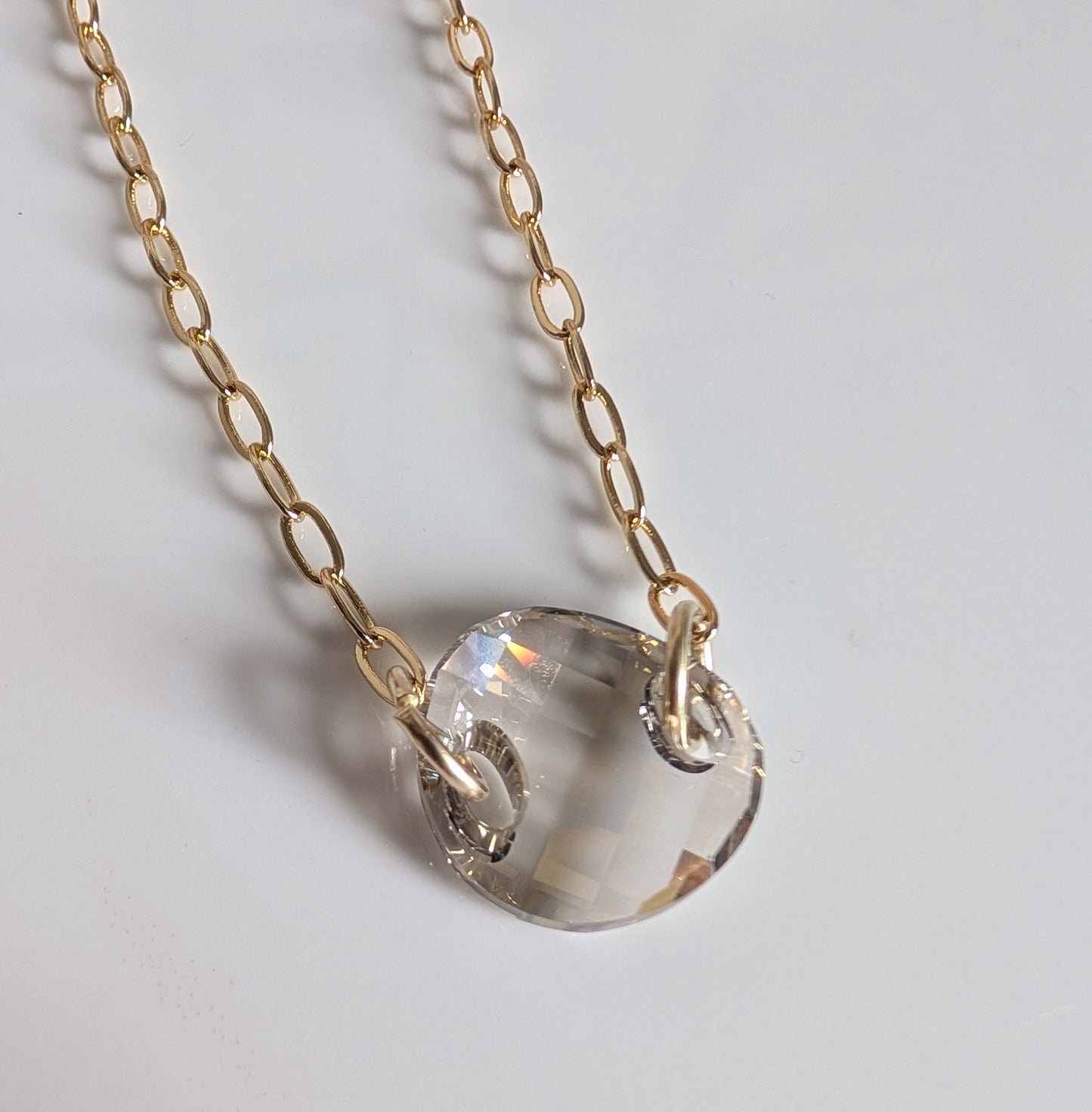 Crystal Glass Disc Necklace