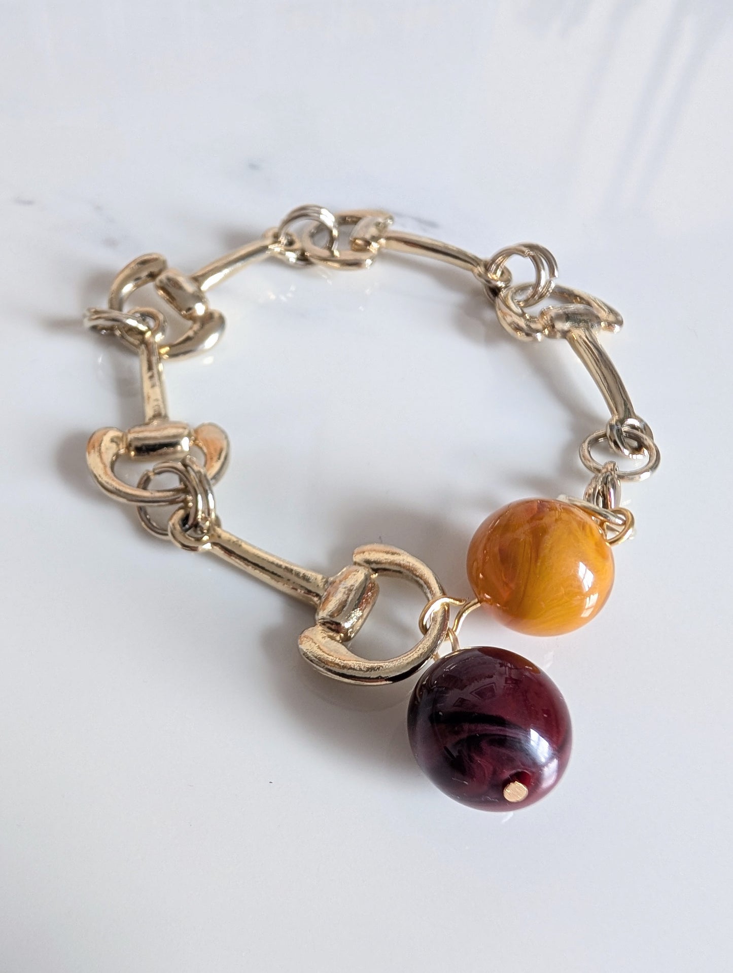 Gold Link Bead Bracelet