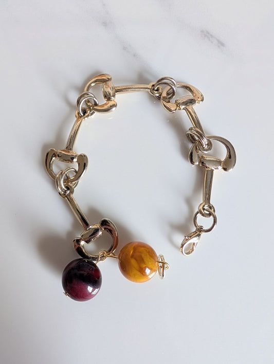 Gold Link Bead Bracelet
