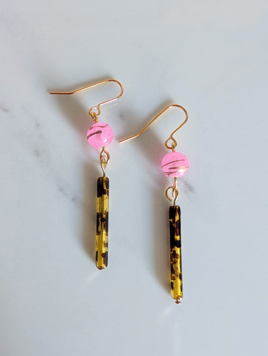 Fun Tortoiseshell Bead Earrings