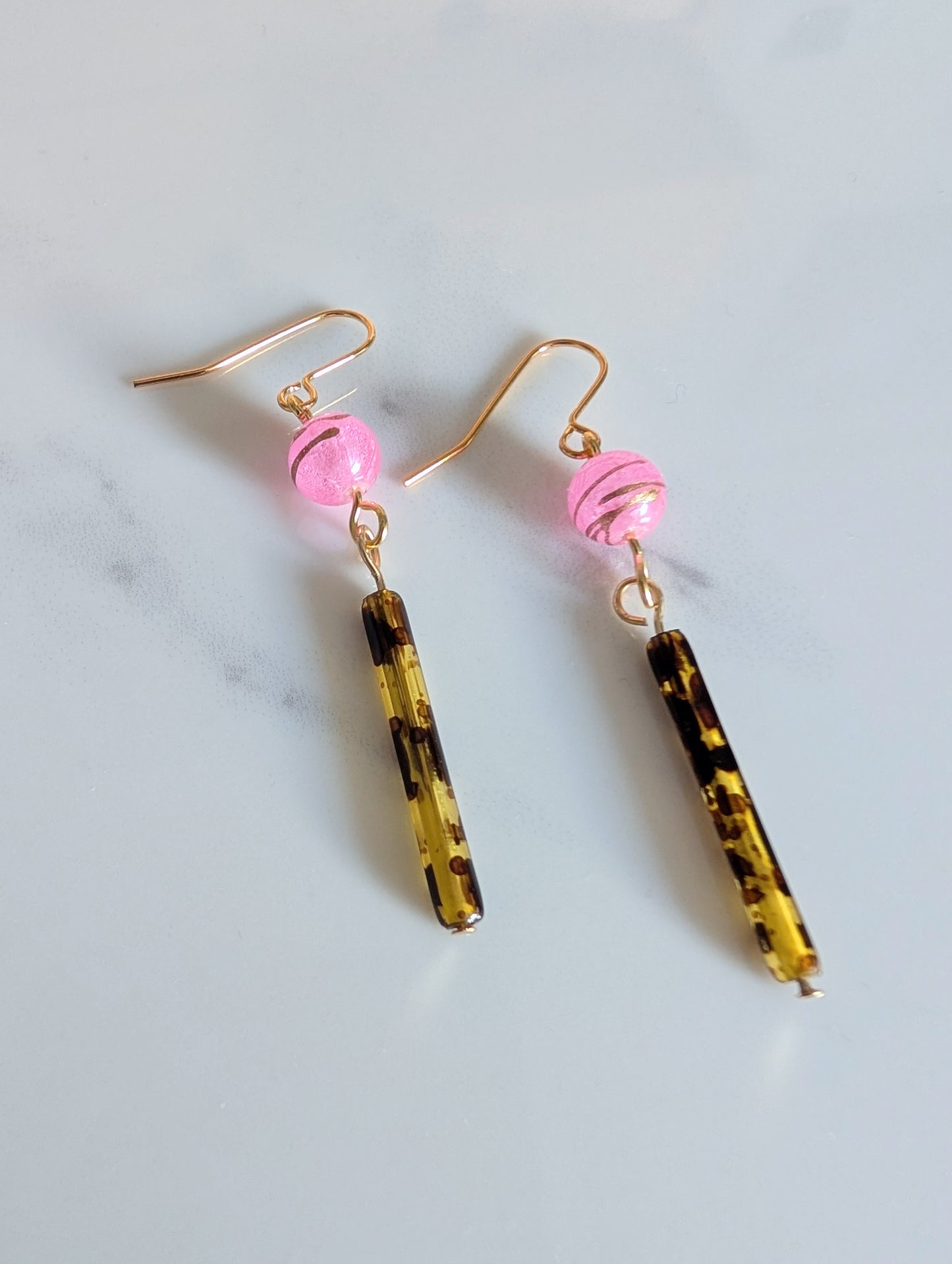Fun Tortoiseshell Bead Earrings
